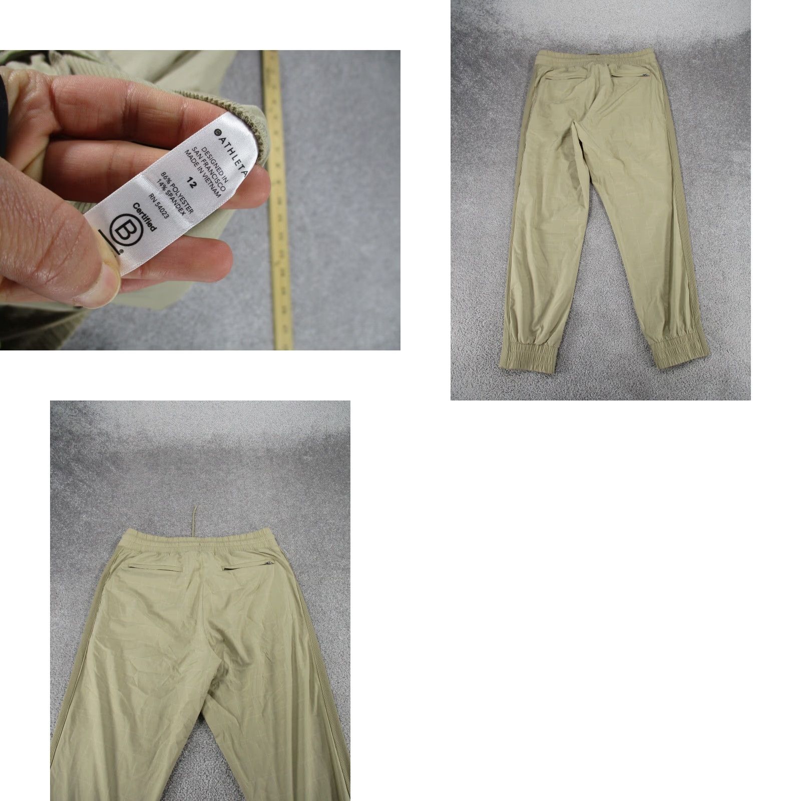 Athleta Athleta Joggers Womens 12 Beige Windowpane Textured Lightweight Brookyln Size 34" / US 12 / IT 48 - 8 Thumbnail