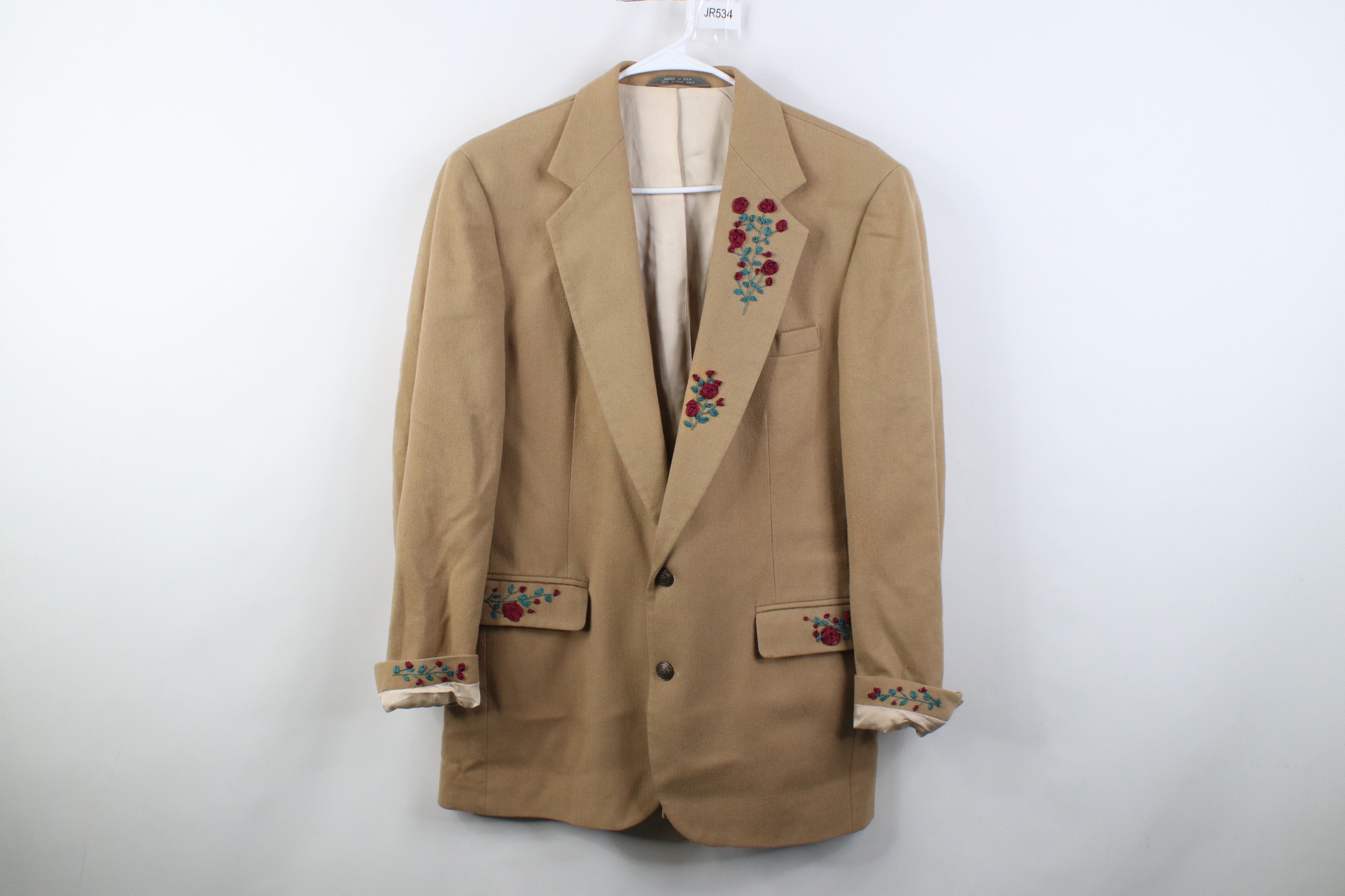 Vintage Vintage 90s Rockabilly Flower Wool Blazer Suit Jacket USA Size US XXL / EU 58 / 5 - 1 Thumbnail