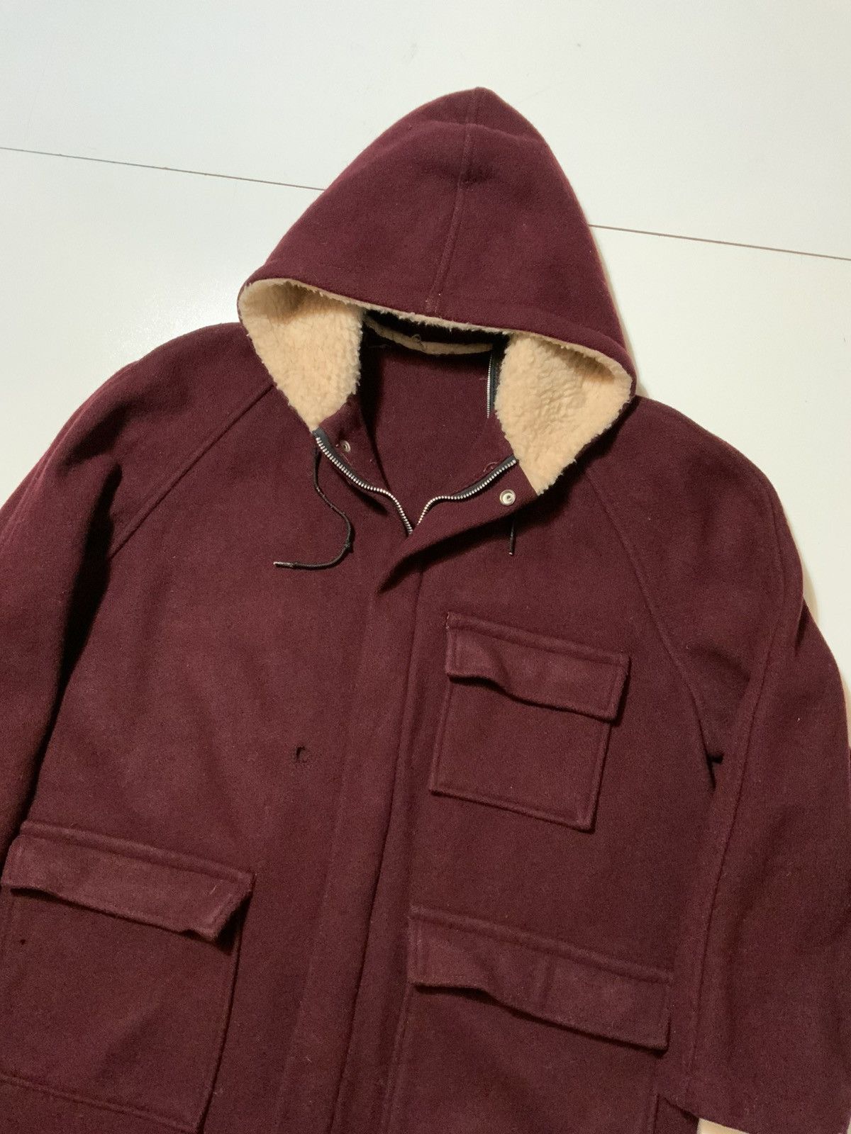 Vintage Vintage 1950s Standard Of Hollywood Wool Sherpa Hooded Coat Size US L / EU 52-54 / 3 - 5 Thumbnail
