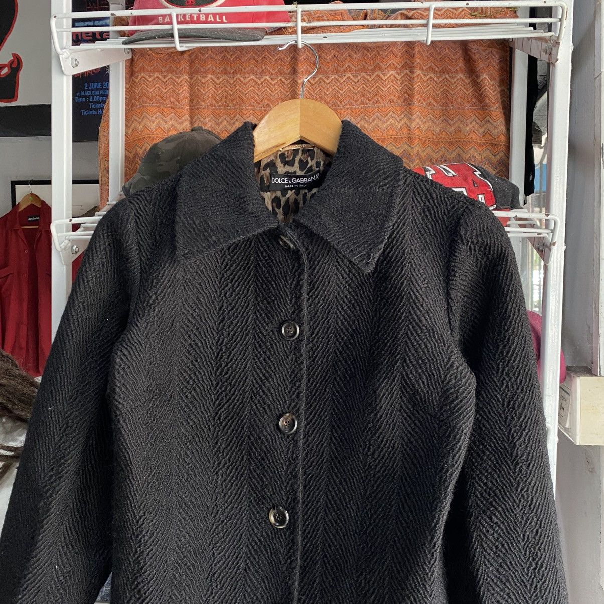 Dolce & Gabbana DOLCE & GABBANA Black Wool Blend Herringbone Jacket Size M / US 6-8 / IT 42-44 - 4 Thumbnail