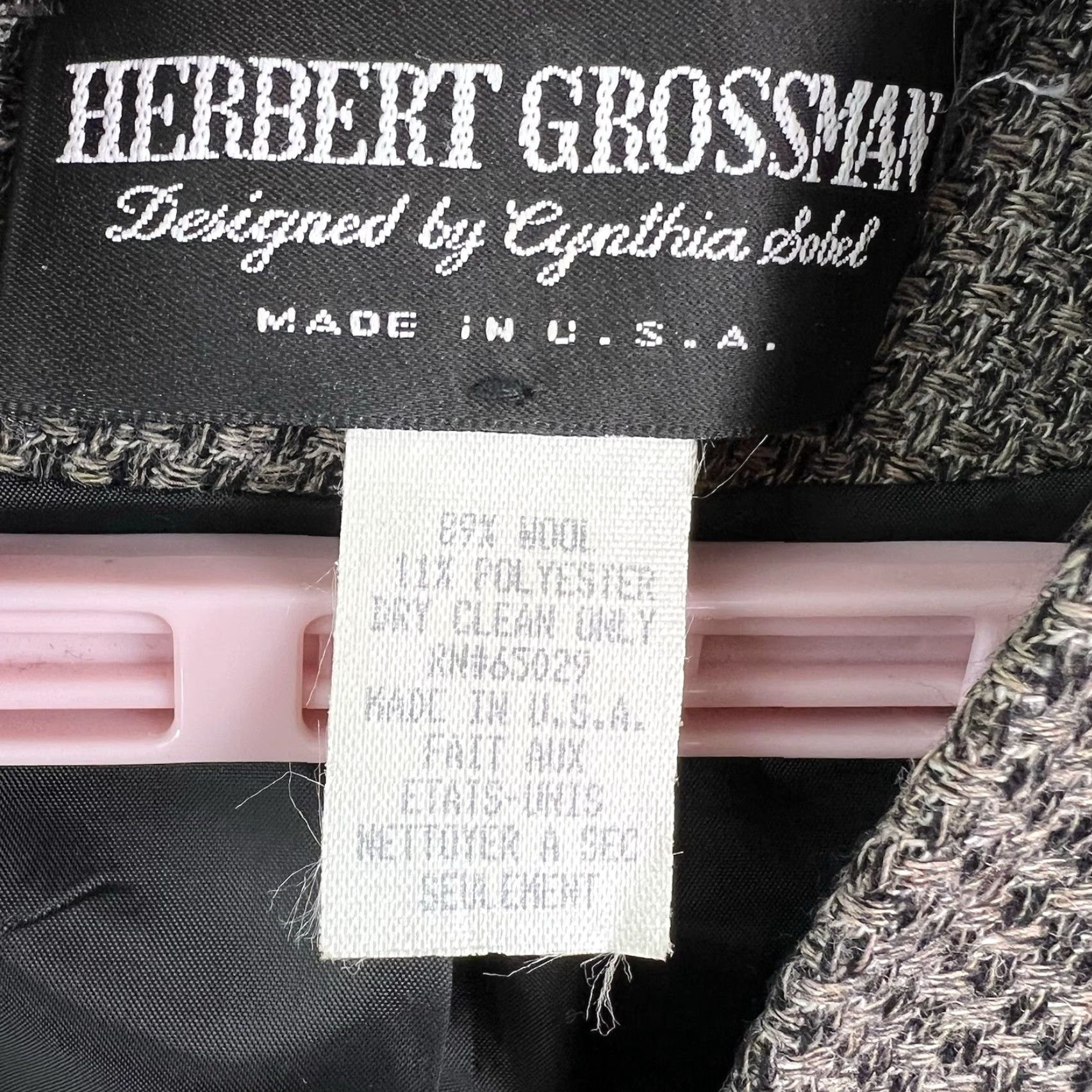 Vintage VINTAGE Herbert Grossman Blazer Jacket Womens Size 12 Gray Wool Blend Tweed/Peak Lapel Four-Button Long Sleeve Regular Fit Size XL / US 12-14 / IT 48-50 - 5 Thumbnail