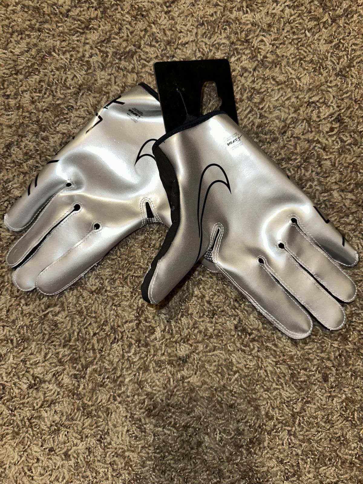 Nike Nike Vapor Jet 7.0 Football Black Silver Gloves Size ONE SIZE - 4 Thumbnail