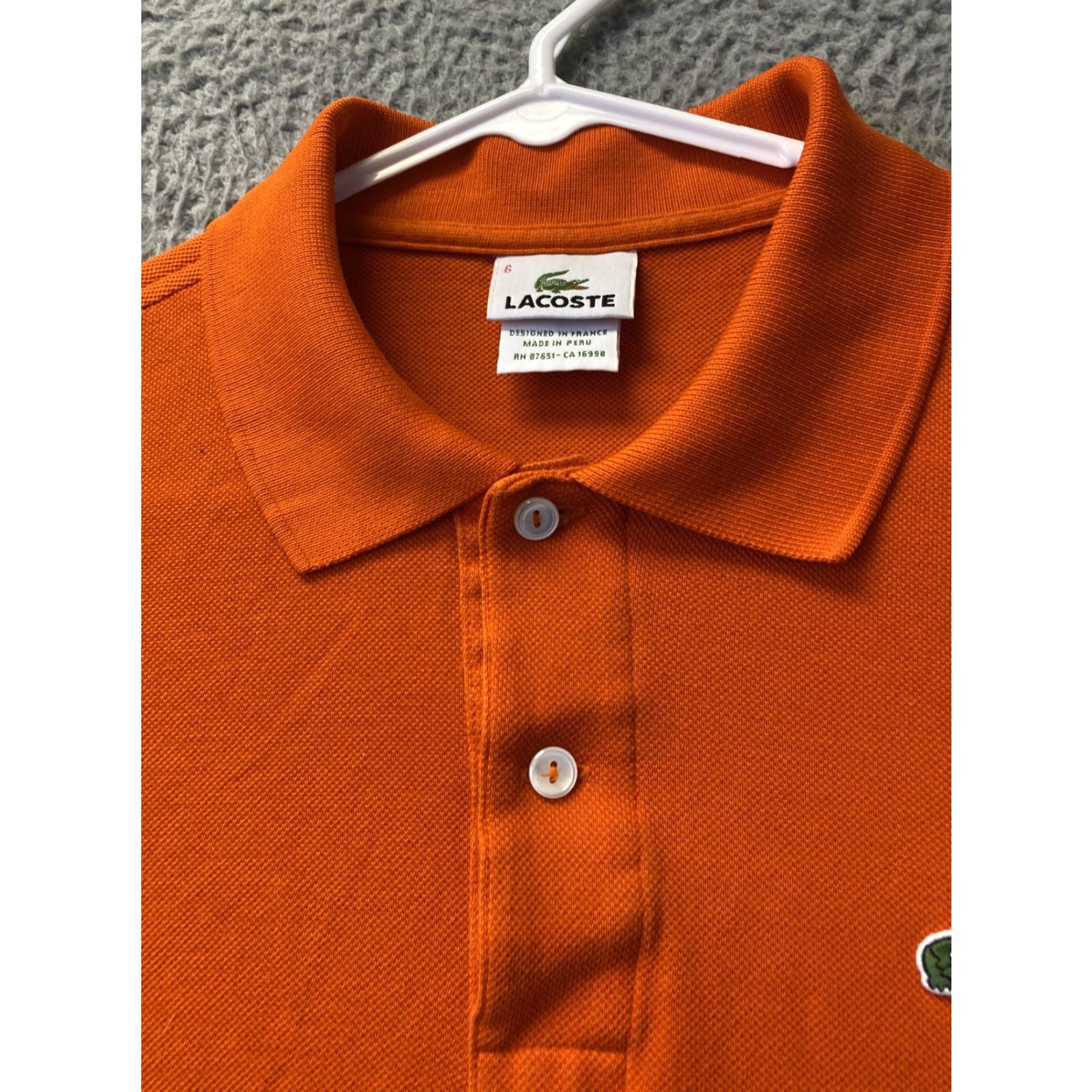 Lacoste LACOSTE Polo Shirt Orange Adult XL 6 Short Sleeve Logo Gator Classic Men’s 108-43 Size US XL / EU 56 / 4 - 3 Thumbnail