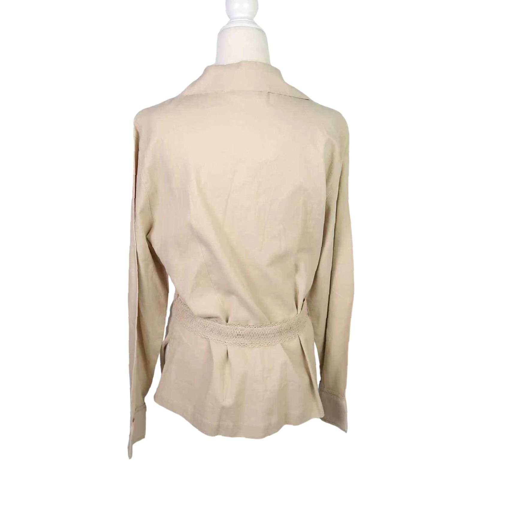 Vintage VINTAGE Erika Shirt Women Medium Tan Linen Blend Button Front Long Sleeve Casual Size M / US 6-8 / IT 42-44 - 4 Thumbnail