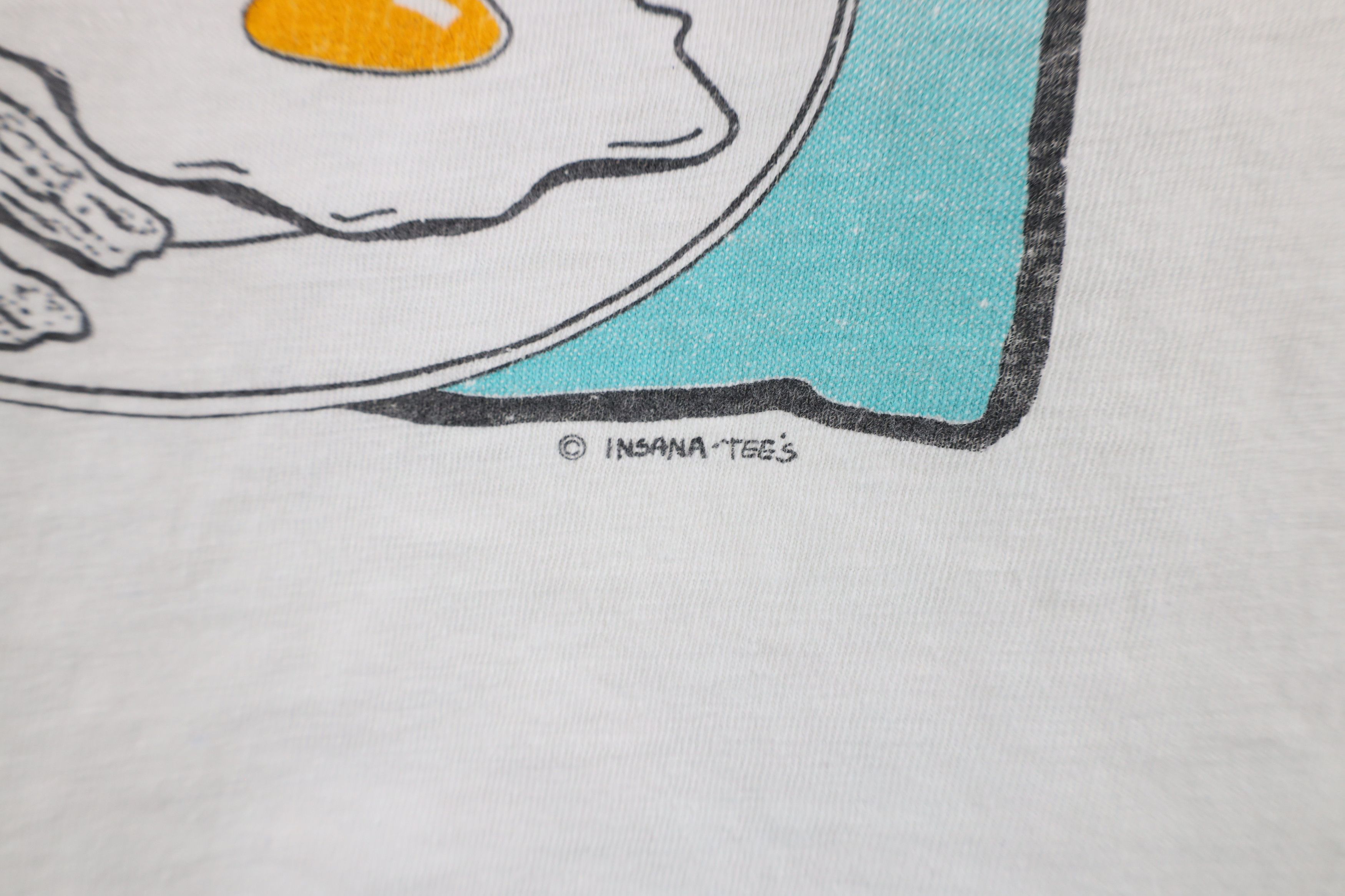 Vintage Vintage 90s Funny Brain On Drugs Breakfast T-Shirt White USA Size US M / EU 48-50 / 2 - 5 Thumbnail