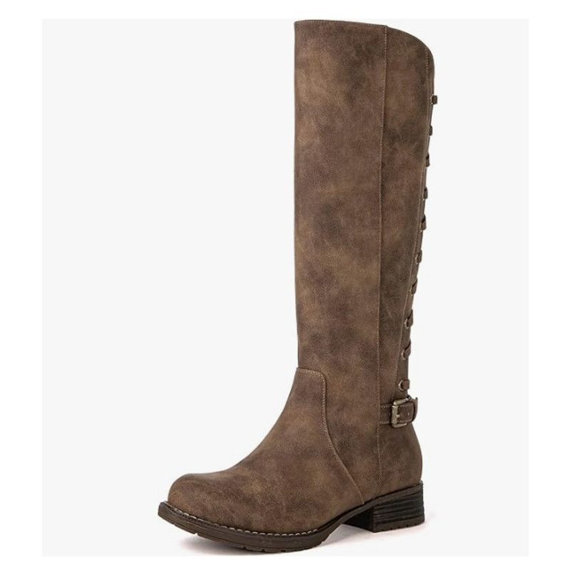 The Unbranded Brand Women's Quilted Knee High Fashion Boots Strappy Brown SIZE 7 Size US 7 / IT 37 - 2 Thumbnail