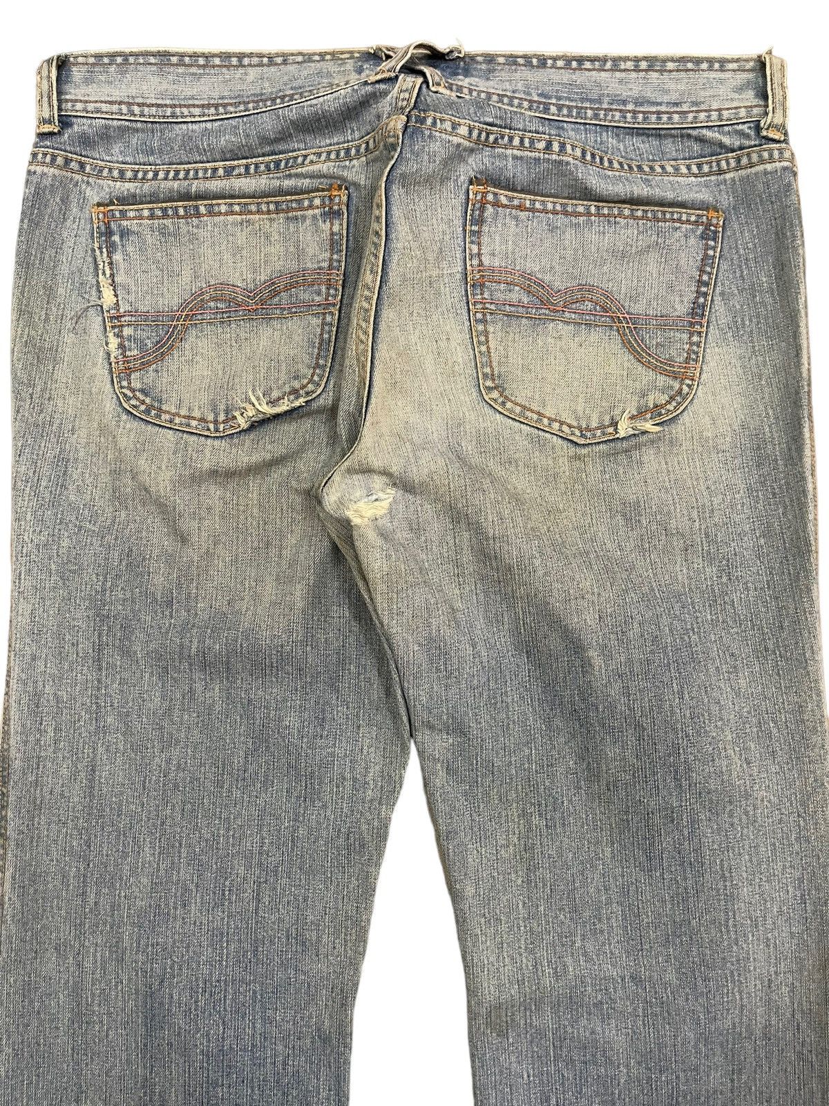 If Six Was Nine Vintage Japanese Brand Blue Wash Distress Flare Jeans Size US 33 - 4 Thumbnail
