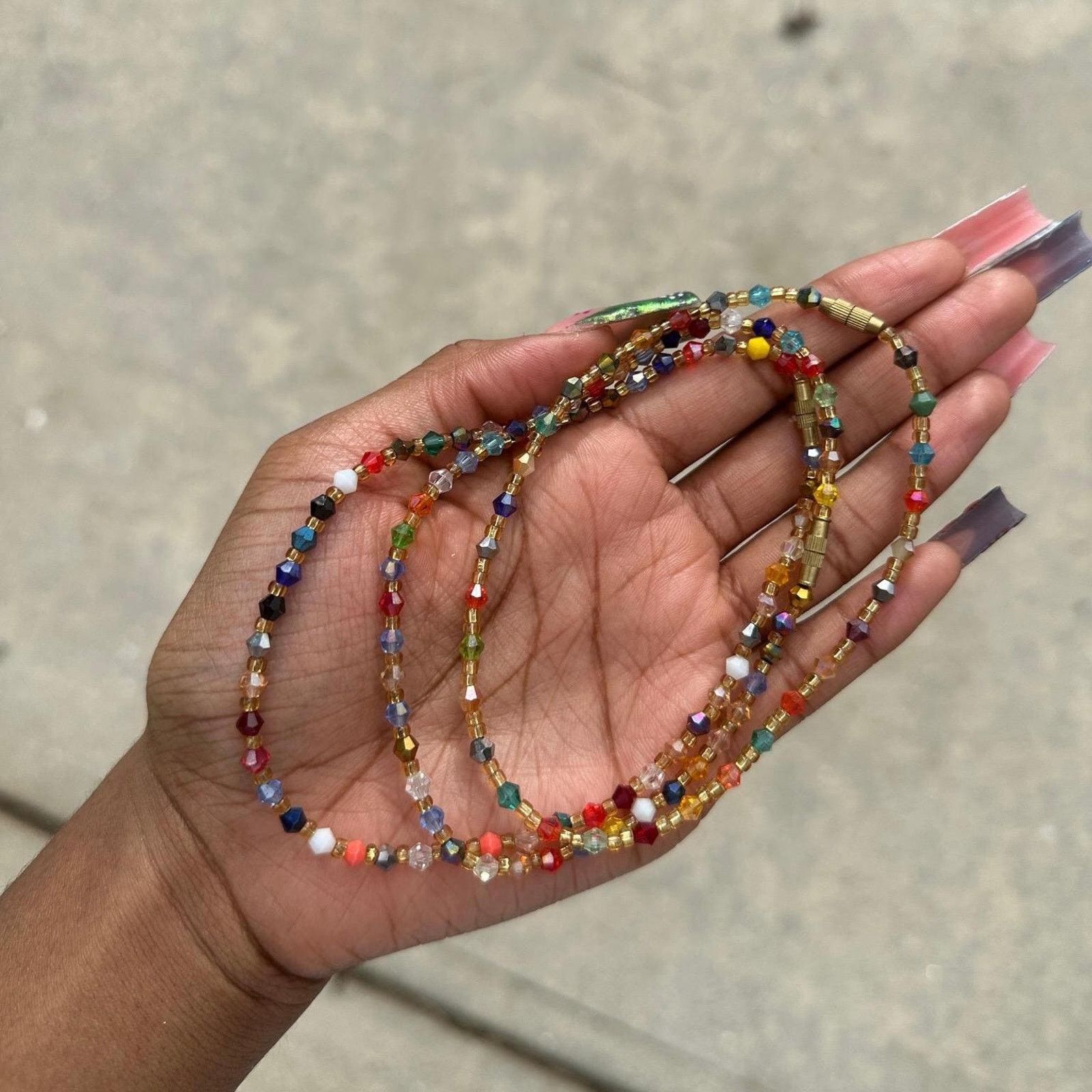 Handmade Small multicolored beaded African anklets from Ghana Size ONE SIZE - 1 Thumbnail