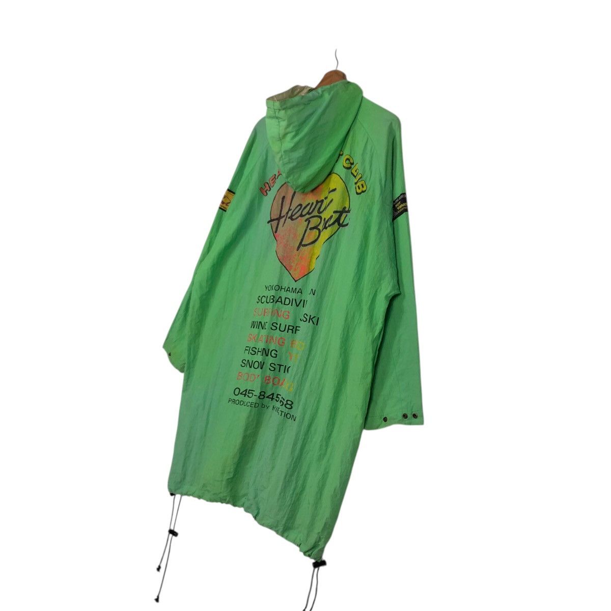 Japanese Brand 80s Heart Beat Club Neon Green Parka Vibration Surf Skate Size US M / EU 48-50 / 2 - 13 Thumbnail