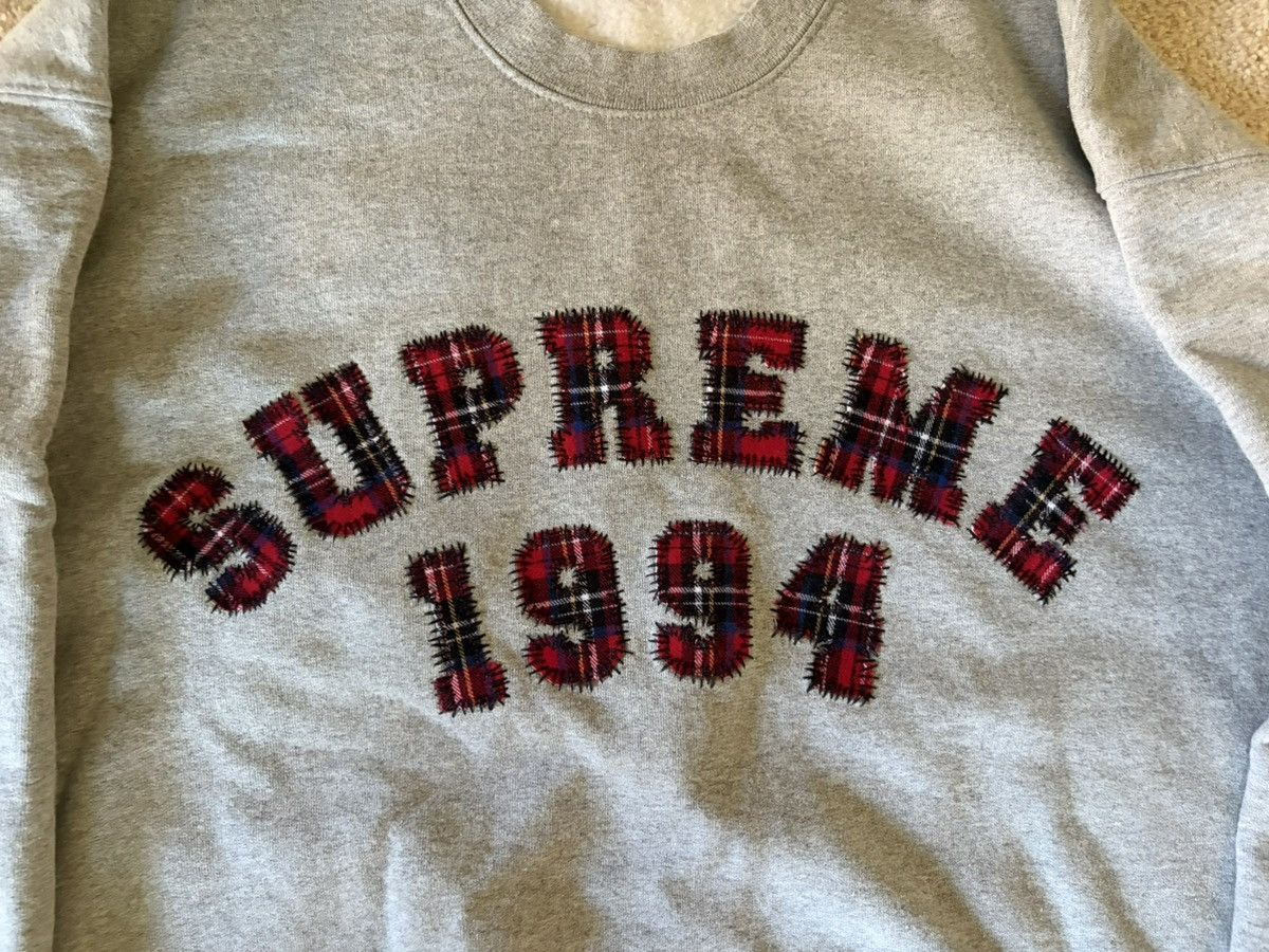 Supreme Supreme Plaid Arc Crewneck 'Heather Grey' | Grailed