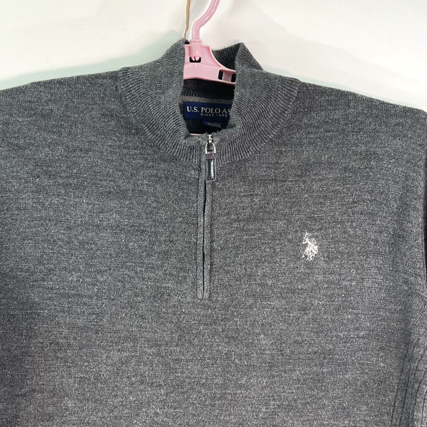 Vintage US Polo Assn. Pullover Sweater XL Gray 1/4 Zip Mock Neck Long Sleeve Classic Mens Size US XL / EU 56 / 4 - 3 Thumbnail