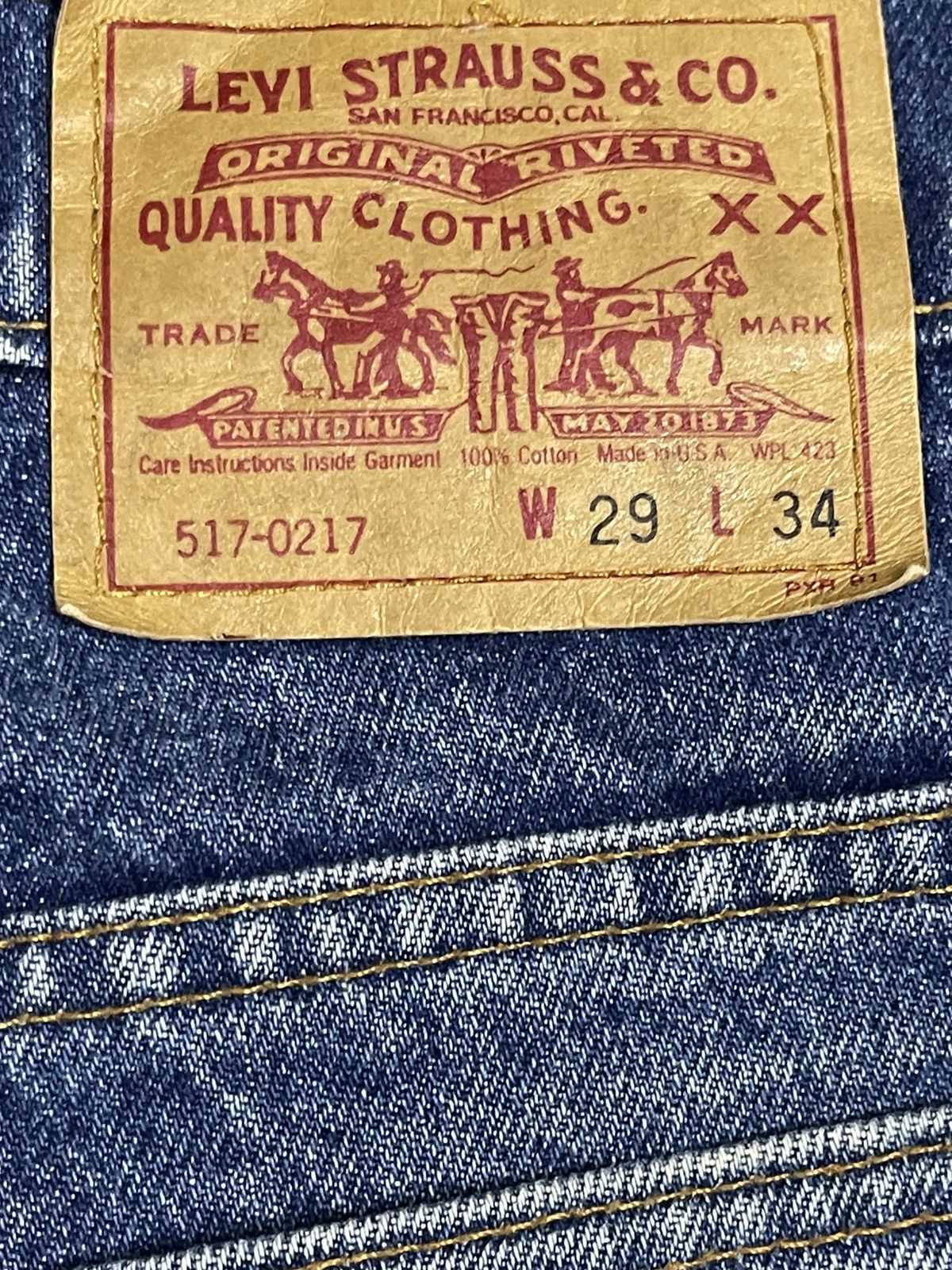 Levi's Vintage 80s Levis 517 Blue Wash Distressed Bootcut Jeans Size US 28 / EU 44 - 10 Thumbnail