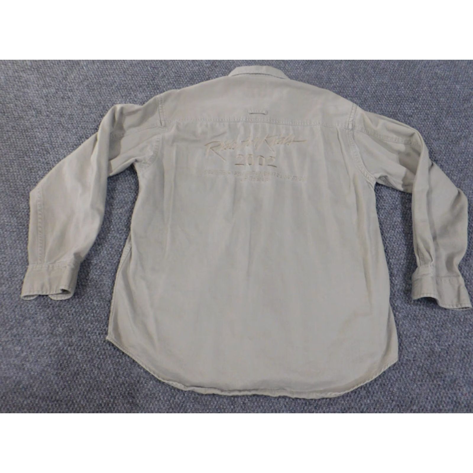 Dunbrooke Dunbrooke Shirt Medium Beige Vintage Mens Button-Up Embroidered Collared Long Sleeve Button-Down Canvas Rolled All Seasons Retro Casual Mens Size US M / EU 48-50 / 2 - 2 Thumbnail
