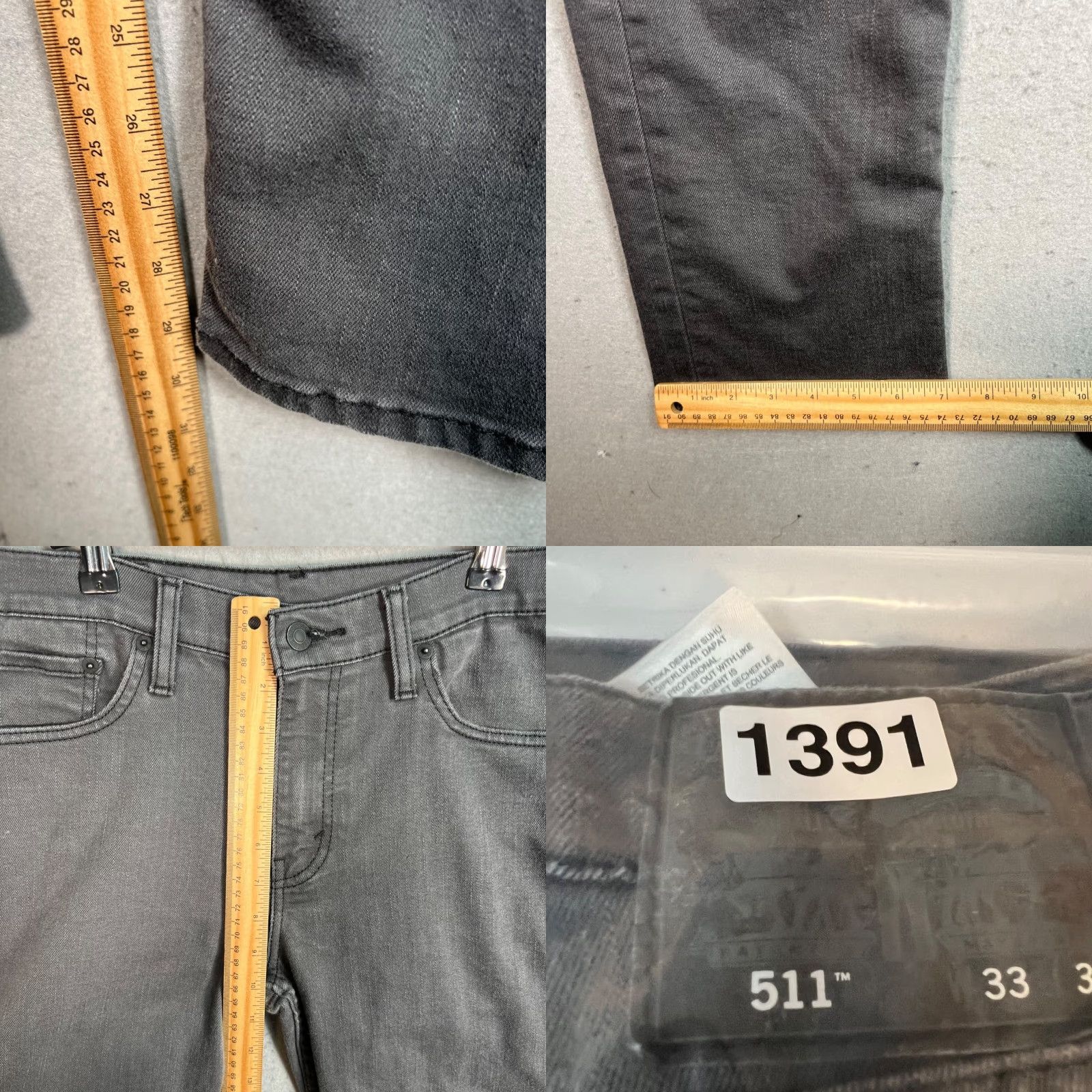 Levi's Levi's 511 Jeans Slim Mens 33 x 30 Gray Cotton Blend Denim 5-Pocket Design Slimming Stretch Size US 33 - 8 Thumbnail