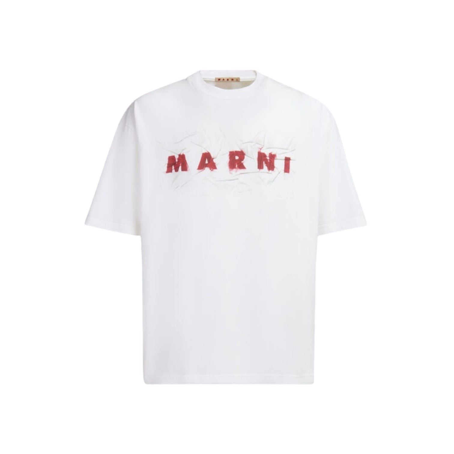 Marni Wrinkled Logo Short Sleeve Tee Shirt Lily White Size US XL / EU 56 / 4 - 1 Preview