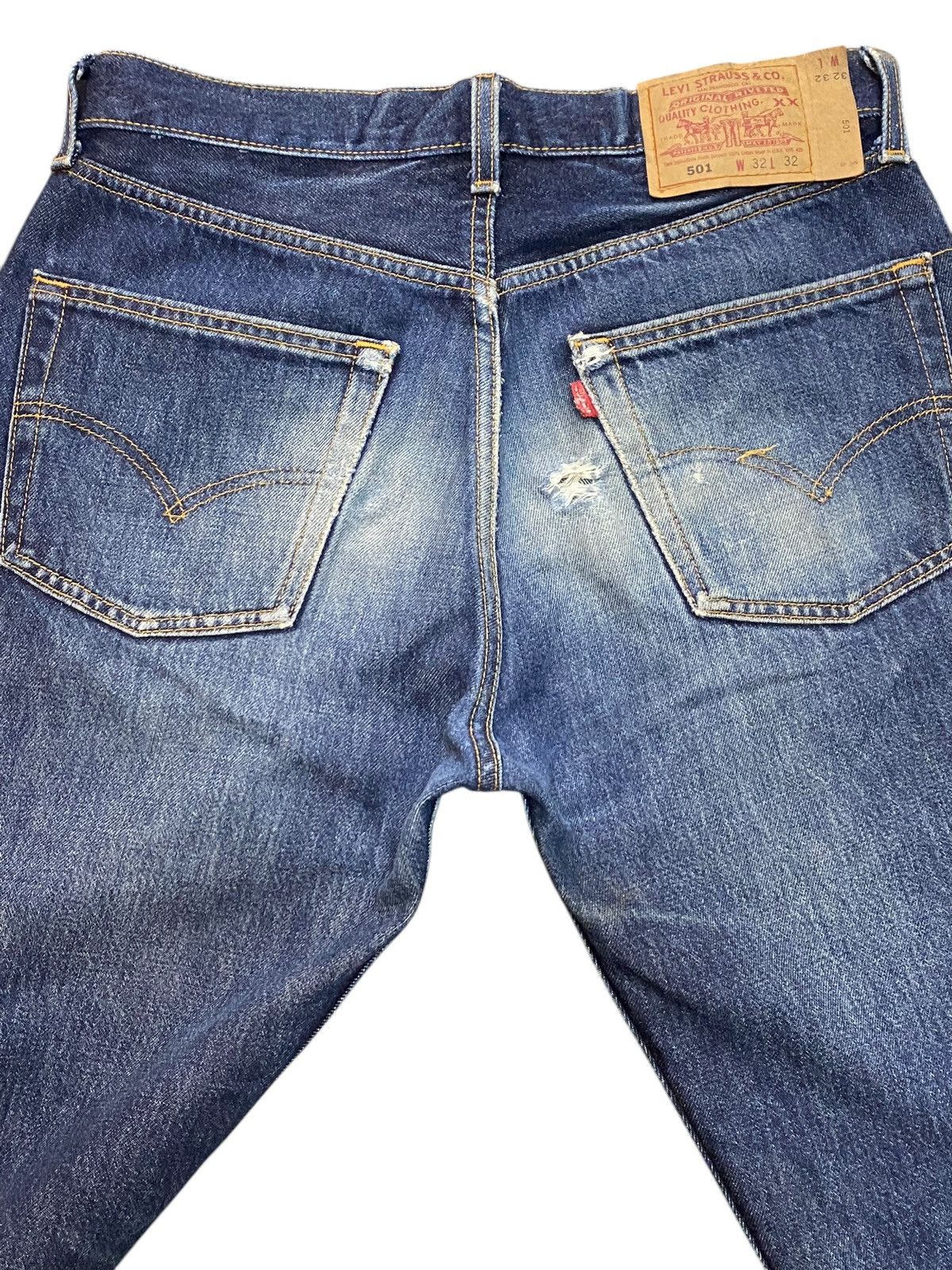Levi's Vintage Clothing Vintage Japan Levis501 Y2K Blue Wash Distressed Loose Jeans Size US 31 - 13 Thumbnail