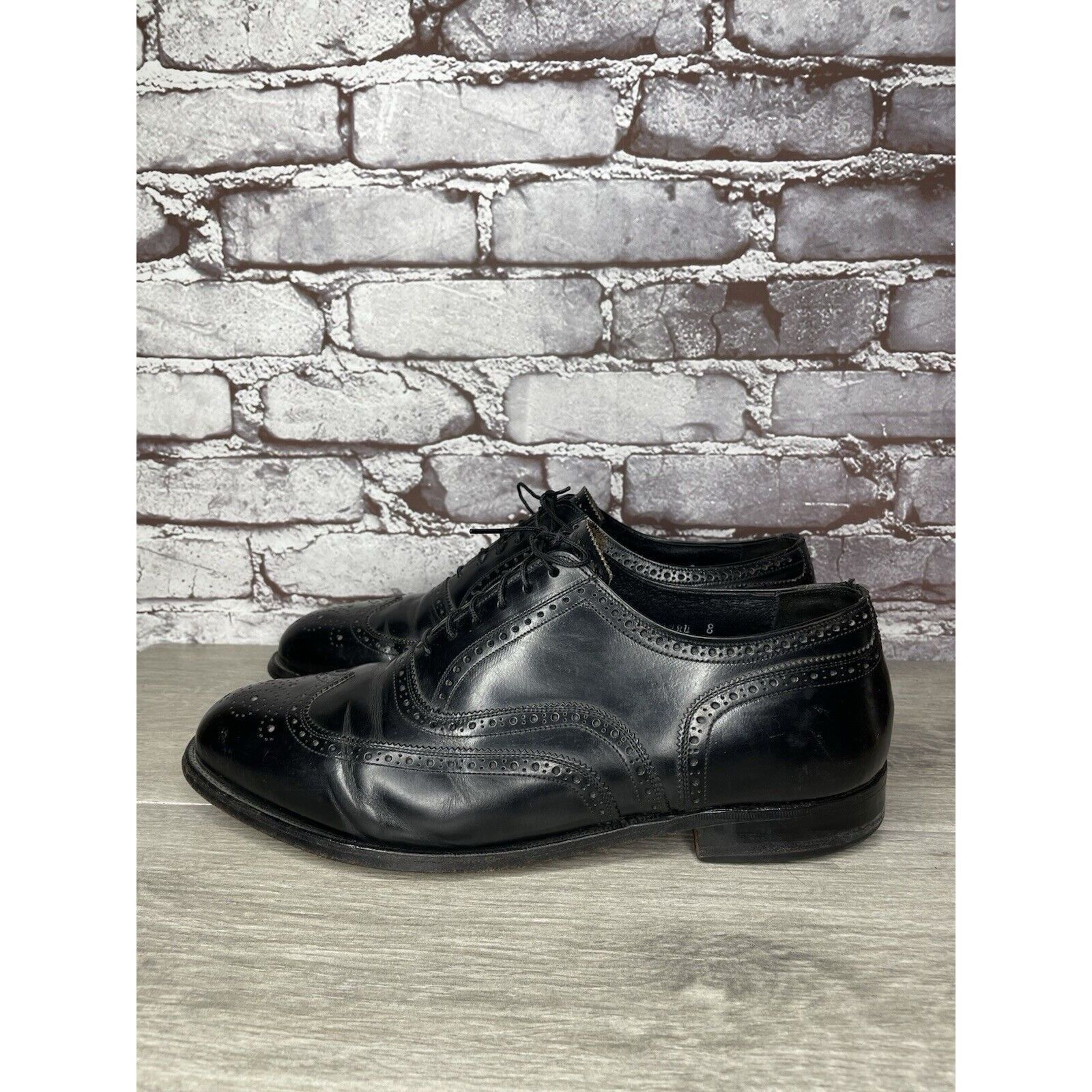 Other French Shriner Sterling Black Leather Wingtip Oxfords Shoes Size US 10.5 / EU 43-44 - 19 Thumbnail