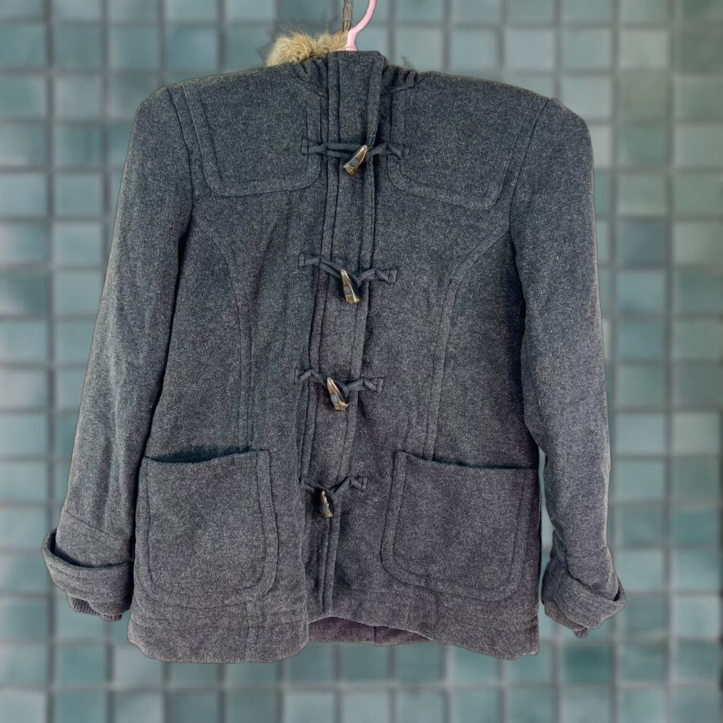 Vintage Vintage Aéropostale Wool Blend Hooded Faux Fur Jacket Womens Size XL Gray Size XL / US 12-14 / IT 48-50 - 1 Thumbnail