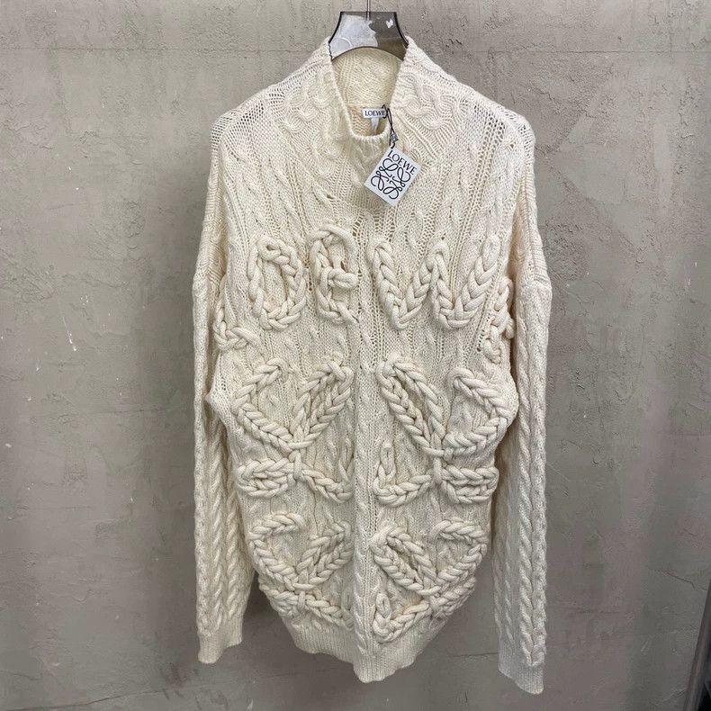 Loewe loewe Off-white semi-high neck sweater with large jacquard Size US M / EU 48-50 / 2 - 1 Thumbnail