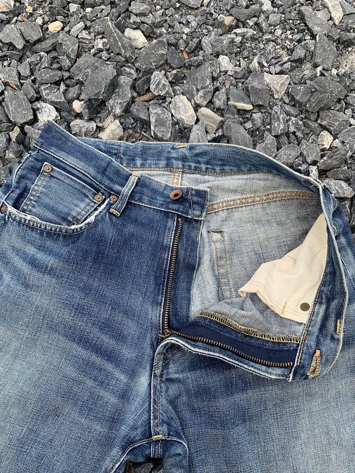 Kapital VINTAGE EDWIN 505X SELVEDGE JAPANESE DISTRESSED DENIM Size US 31 - 14 Thumbnail