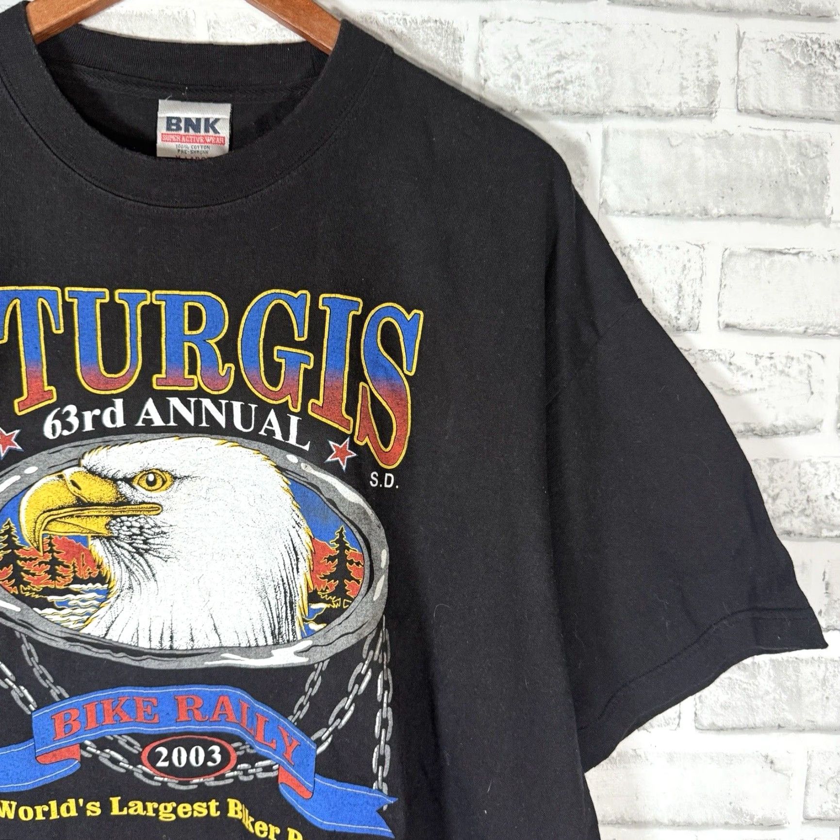 Vintage VTG BNK Black Sturgis 63rd Bike Rally 2003 Graphic Tee Mens XL T-Shirt Graphic Tee Size US XL / EU 56 / 4 - 2 Thumbnail