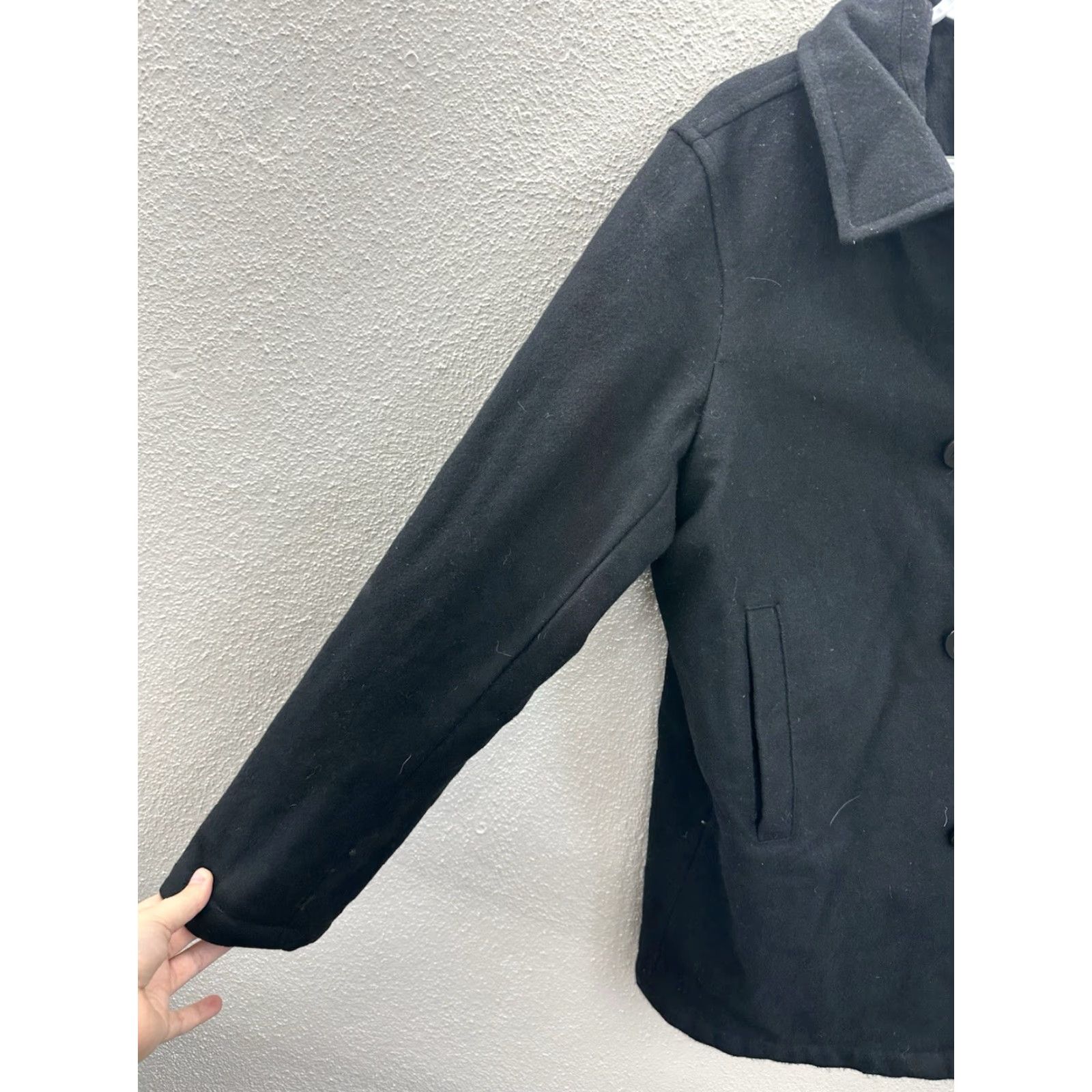 Route 66 Route 66 Womens Peacoat Jacket Black XL Double-Breasted Lined Button-Up Urban, 90s, Classic, Outdoor, Office, Casual Womens Size XL / US 12-14 / IT 48-50 - 2 Thumbnail