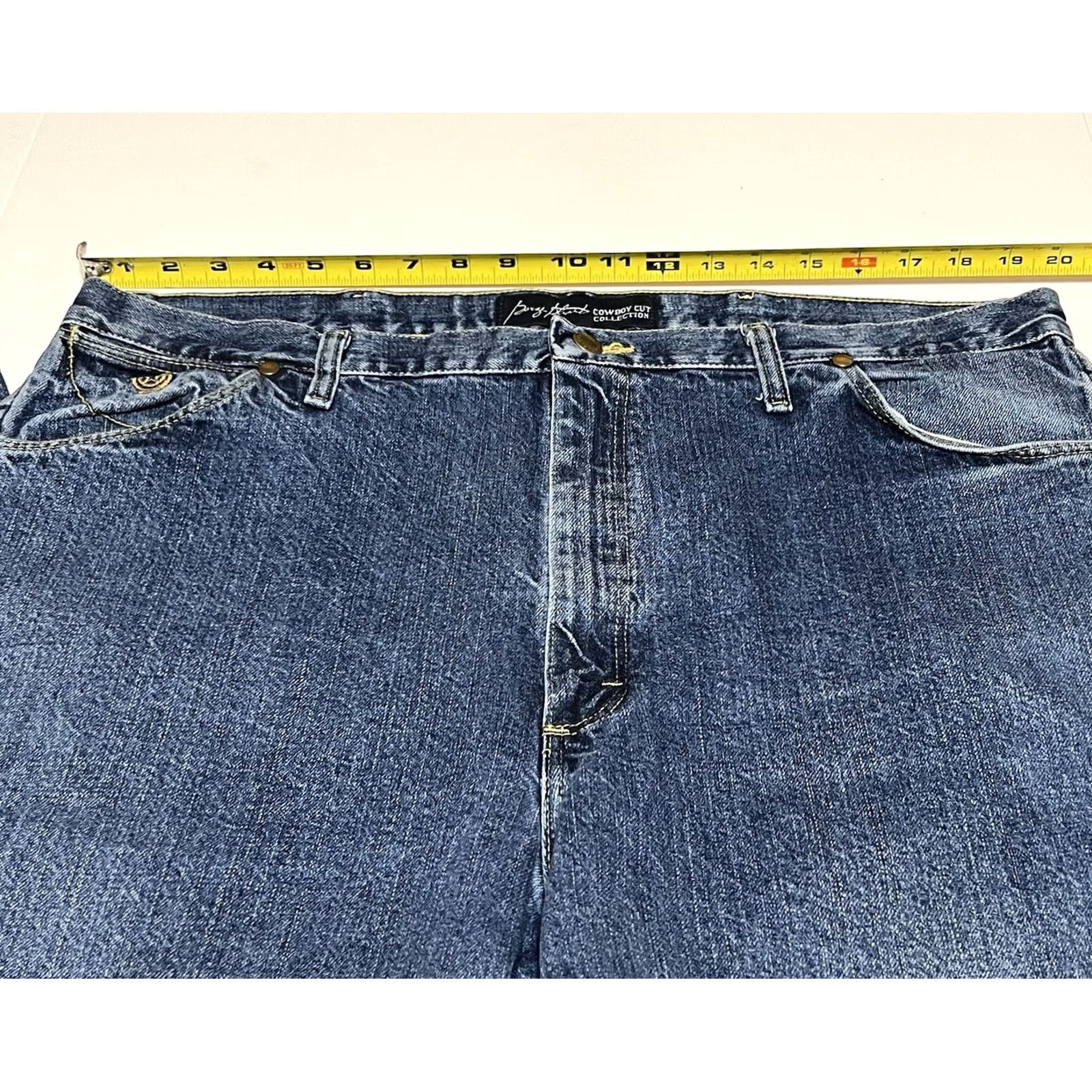 Wrangler Wrangler Cowboy Cut Jeans Straight Denim 40x30 Blue Distressed Mens Regular 40in Inseam Cowboy Southwestern Logo Distressed 13MGSDS Size US 40 / EU 56 - 3 Thumbnail