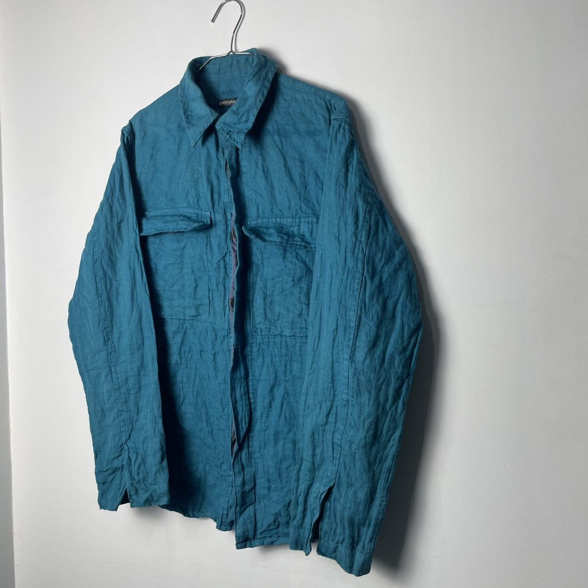 Christophe Lemaire Vintage Lemaire Teal Linen Shirt Size US M / EU 48-50 / 2 - 2 Thumbnail