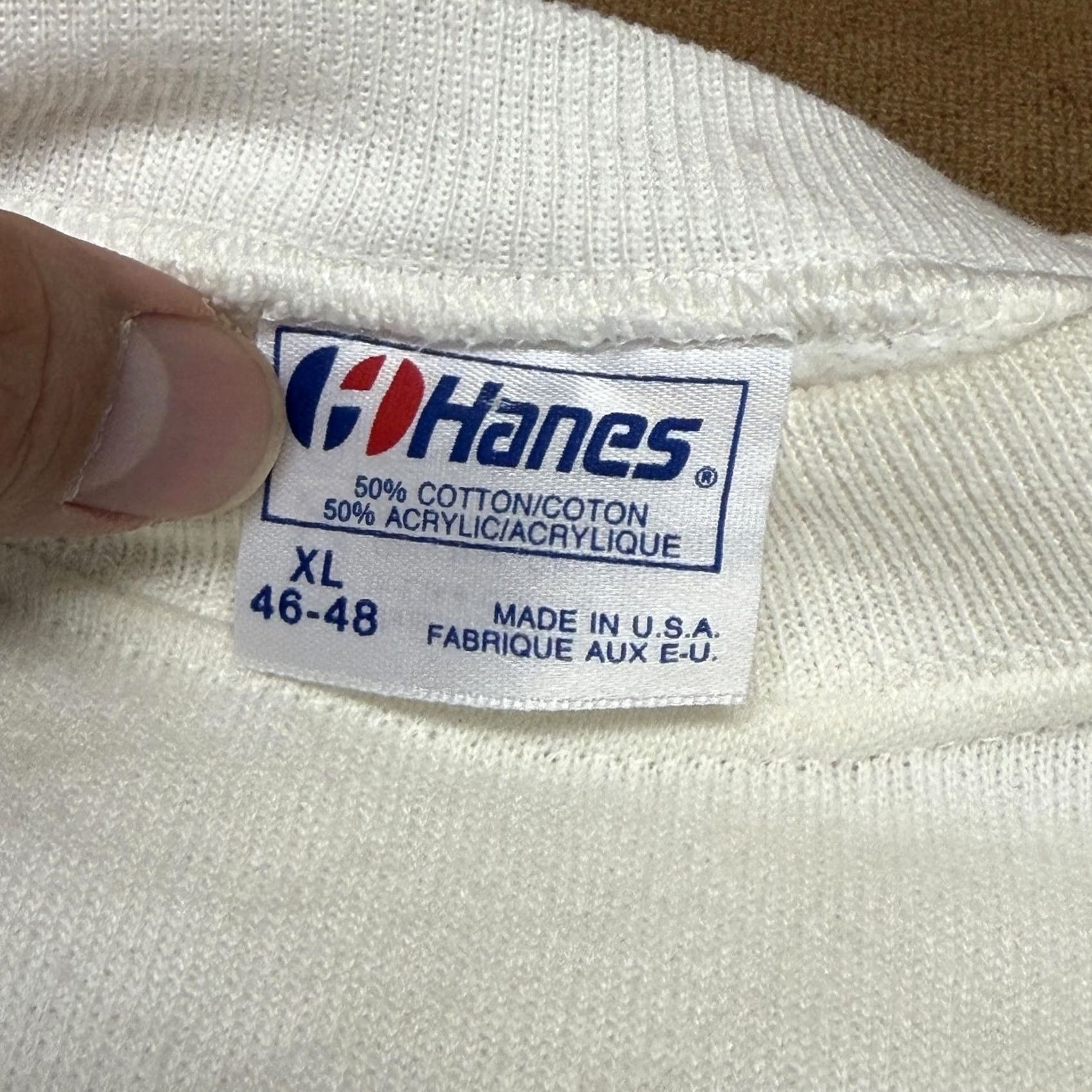 Hanes VINTAGE Hanes Sweatshirt Mens XL White Faith Christian Graphic Pullover USA Size US XL / EU 56 / 4 - 7 Thumbnail