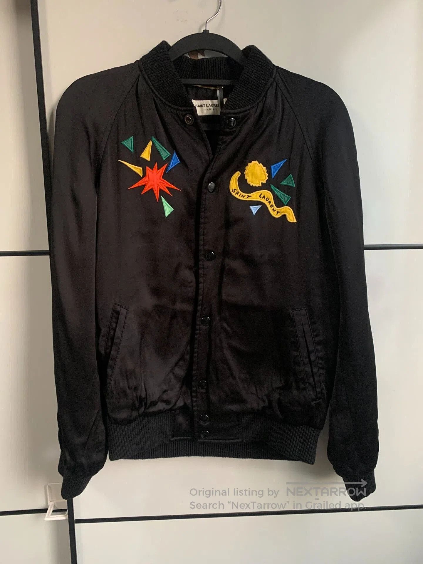 Saint Laurent Black Baseball Jacket.