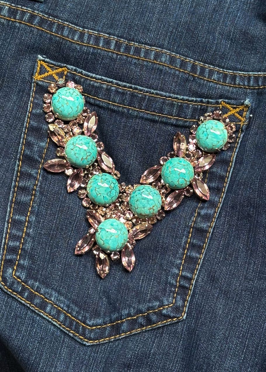 Dolce & Gabbana Dolce & Gabbana Vintage Blue Turquoise Stone Pockets Jeans Size 27" / US 4 / IT 40 - 7 Thumbnail