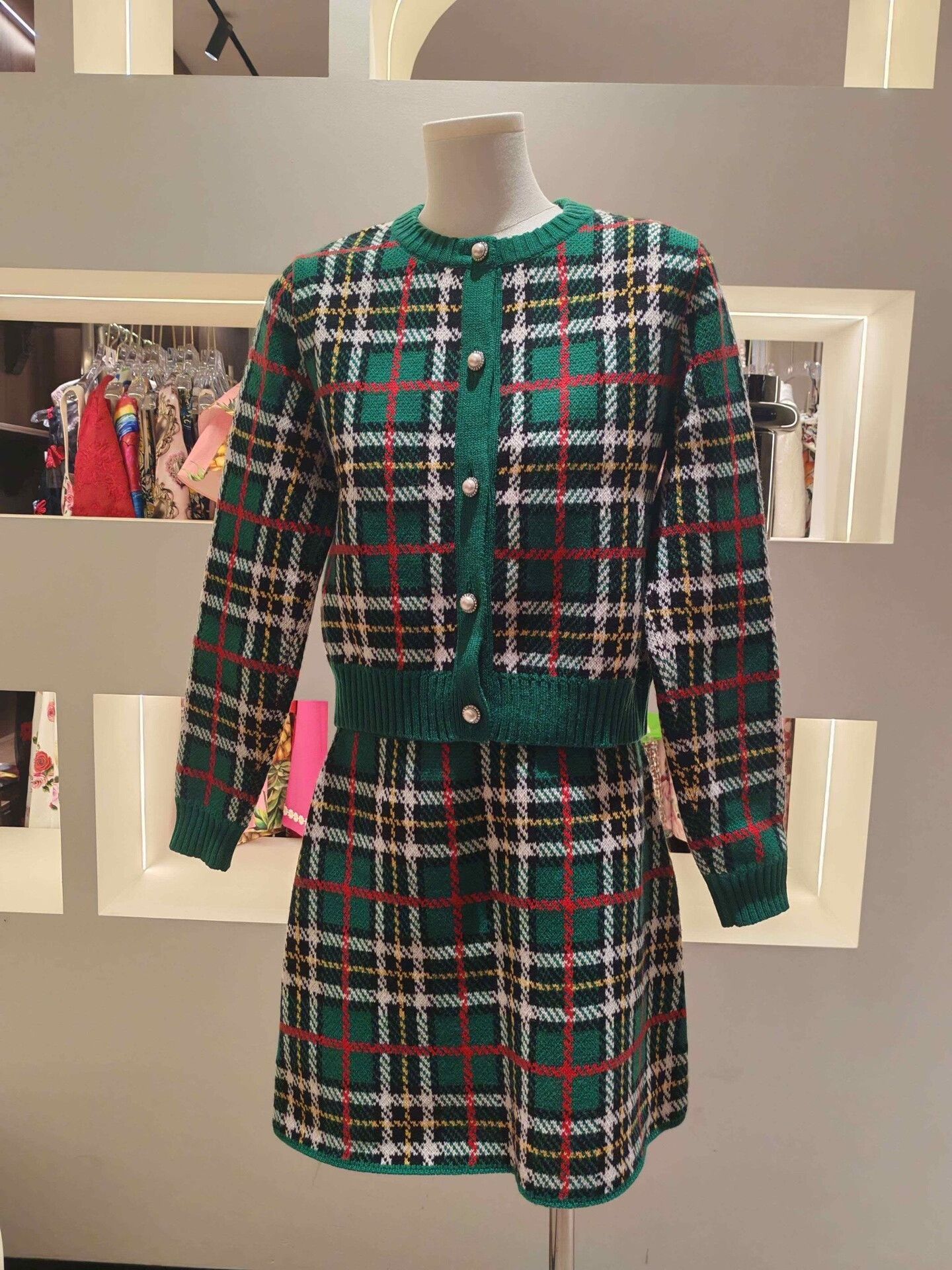 Miu Miu Miu Miu Green Plaid Knit Set Size M / US 6-8 / IT 42-44 - 1 Thumbnail