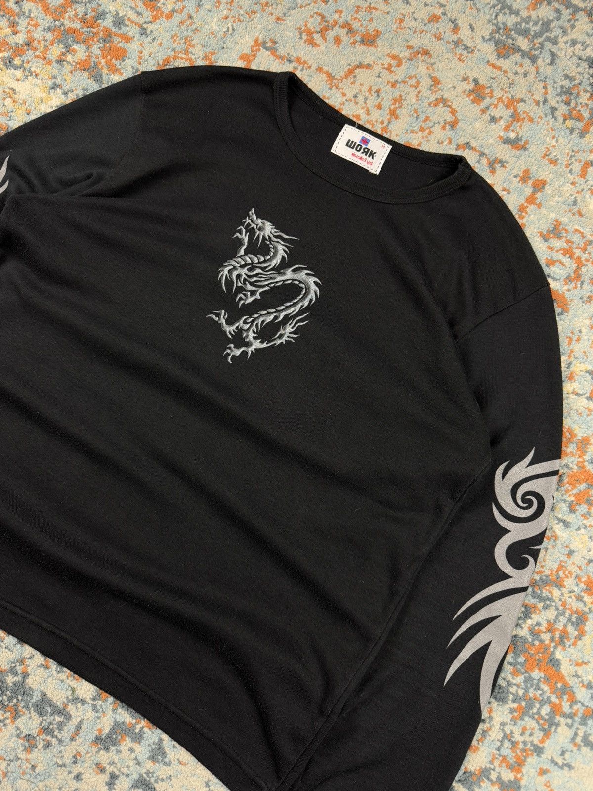 Japanese Brand × Vintage Vintage y2k crazy tribal dragon print rave style long sleeve Size US S / EU 44-46 / 1 - 5 Thumbnail