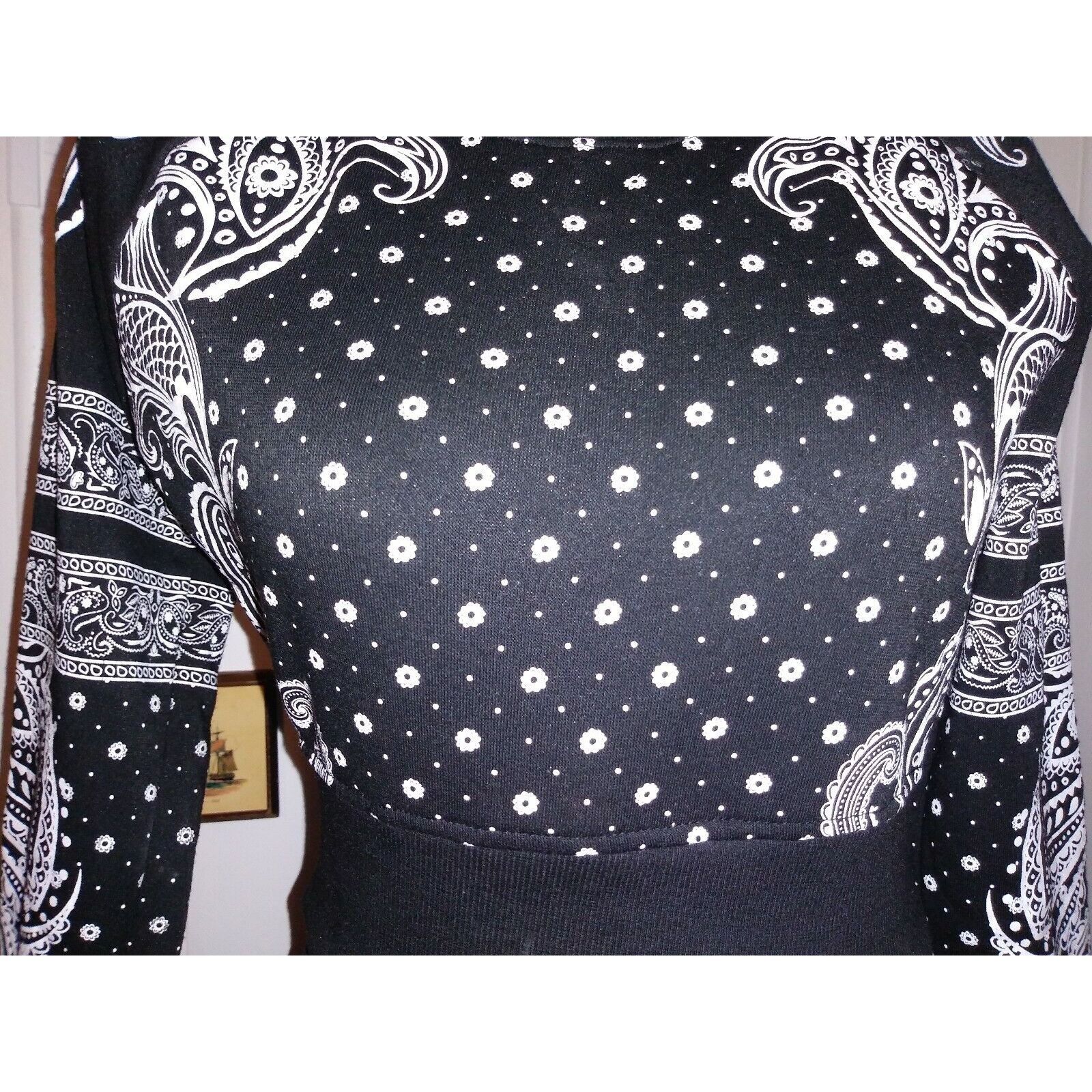 Vintage sweater sweatshirt Pullover Paisley cropped top Sz S/M Size M / US 6-8 / IT 42-44 - 6 Thumbnail