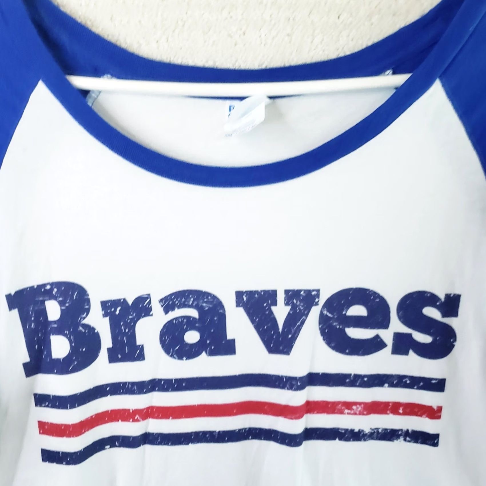 Vintage VINTAGE Atlanta Braves Women's T-Shirt 2XL White Blue Nike Pullover Short Sleeve Round Neck Baseball Tee Size XXL / US 16-18 / IT 52-54 - 3 Thumbnail