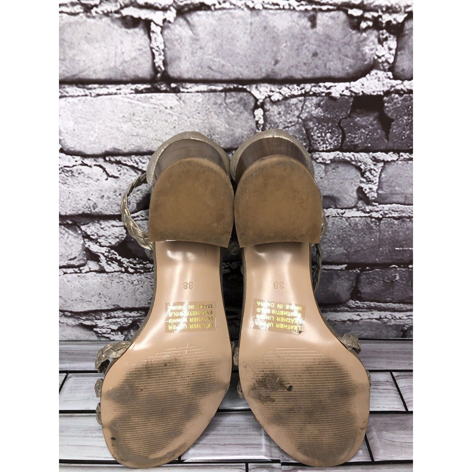 Other Silent D Raxiera Gold Braided Leather Block Heel Sandals Wom Size US 7.5 / IT 37.5 - 17 Thumbnail