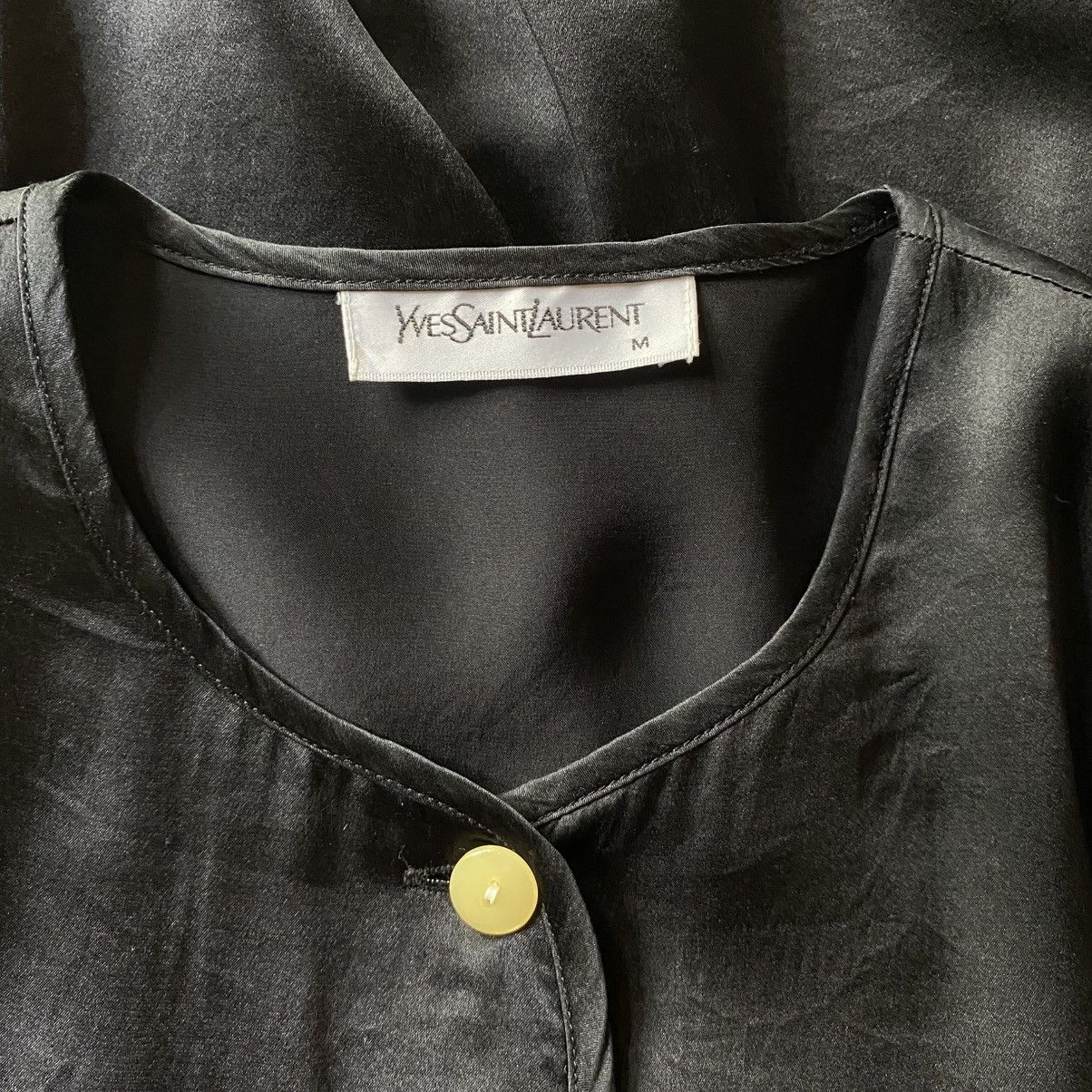 Yves Saint Laurent YVES SAINT LAURENT Black Pocket Shirt with White Buttons Size M / US 6-8 / IT 42-44 - 9 Thumbnail