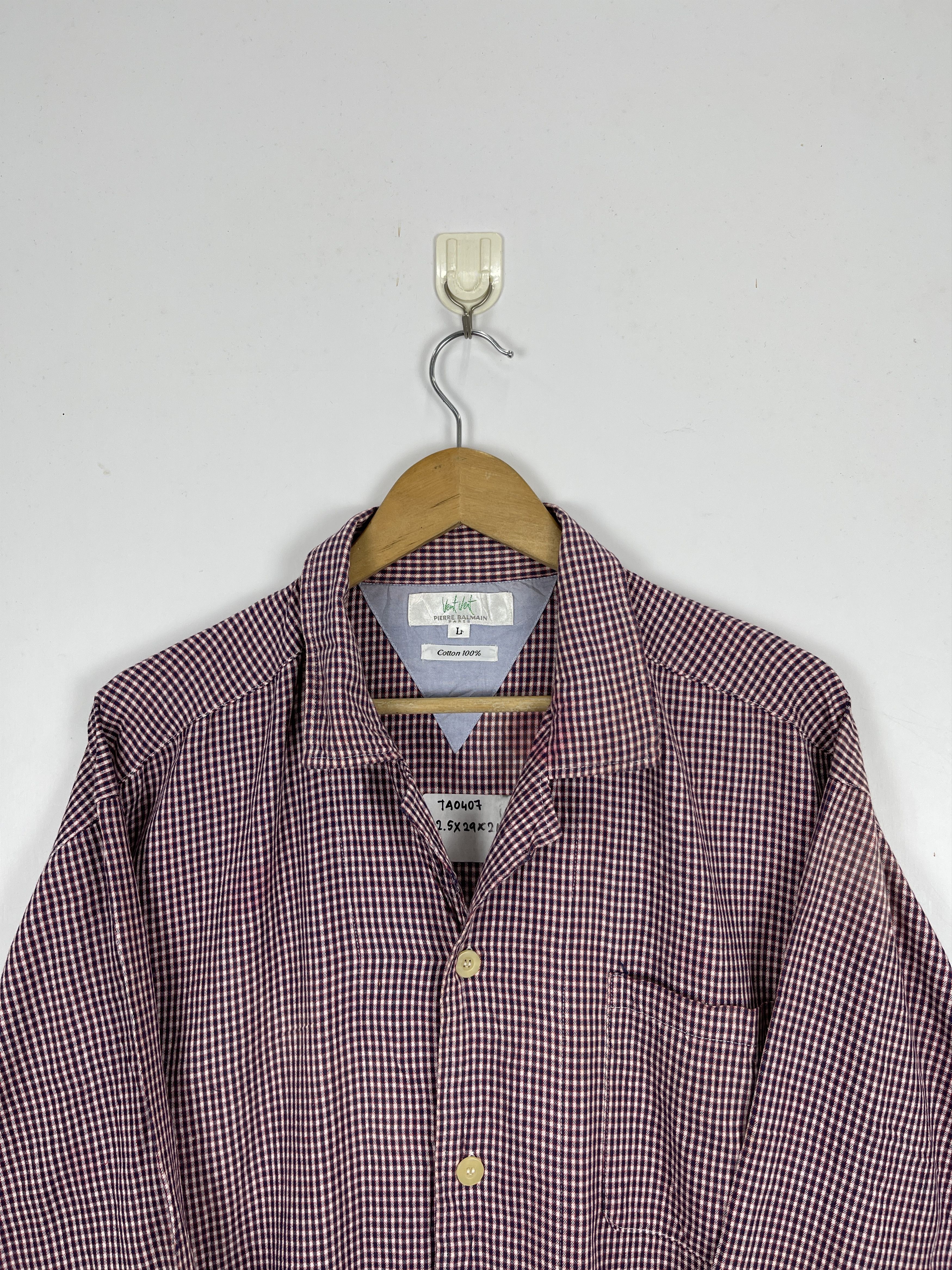 Pierre Balmain × Vintage Vintage Pierre Balmain Checkered Button Up Shirt TA0407 Size US L / EU 52-54 / 3 - 2 Thumbnail