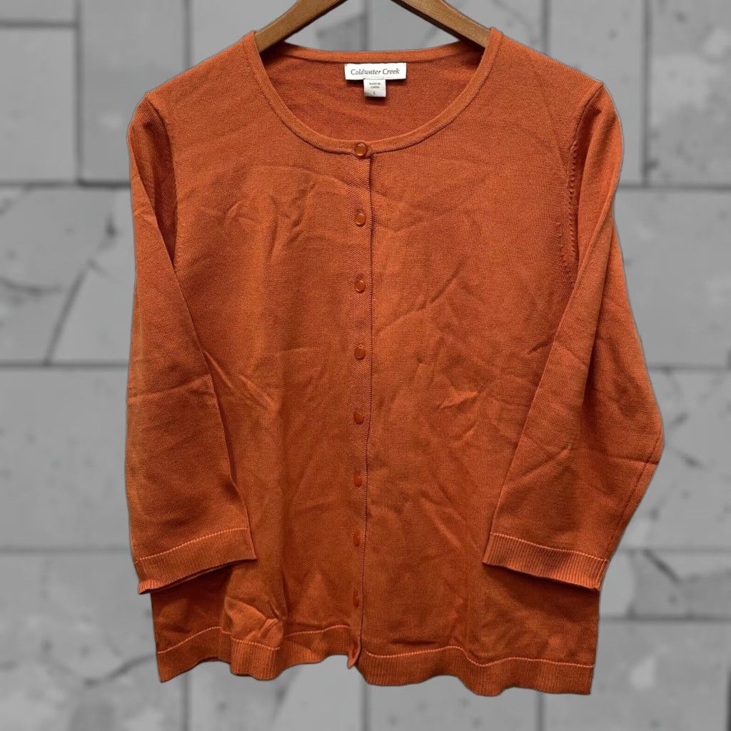 Coldwater Creek Coldwater Creek Womens Orange Cardigan Sweater Button Down Large Size L / US 10 / IT 46 - 1 Thumbnail