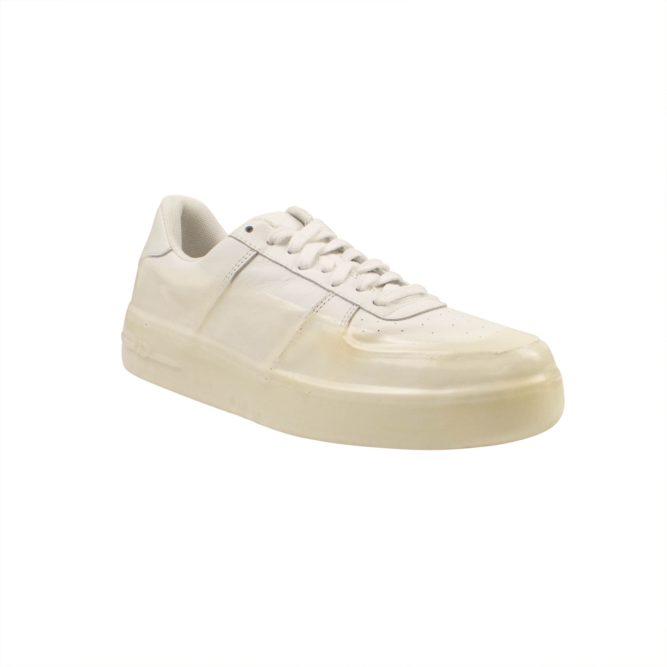 image of 424 On Fairfax White Wax Dipped Low Top Sneakers Size 45, Men's