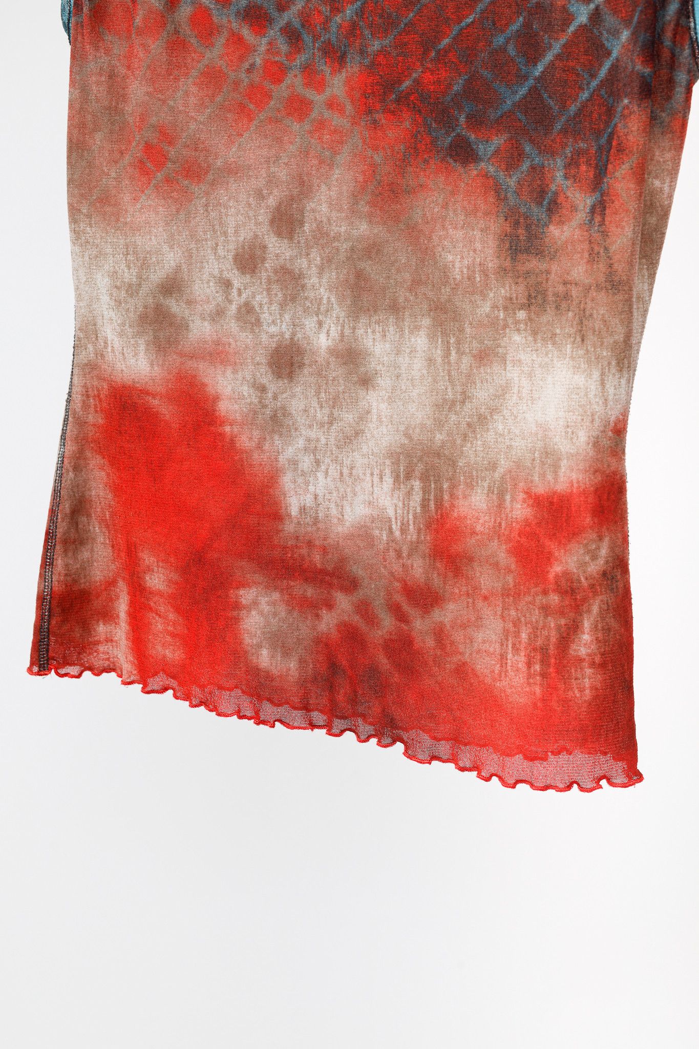 Other Luisa Cerano Red & Brown Mesh Abstract-Print Top Size M / US 6-8 / IT 42-44 - 7 Thumbnail