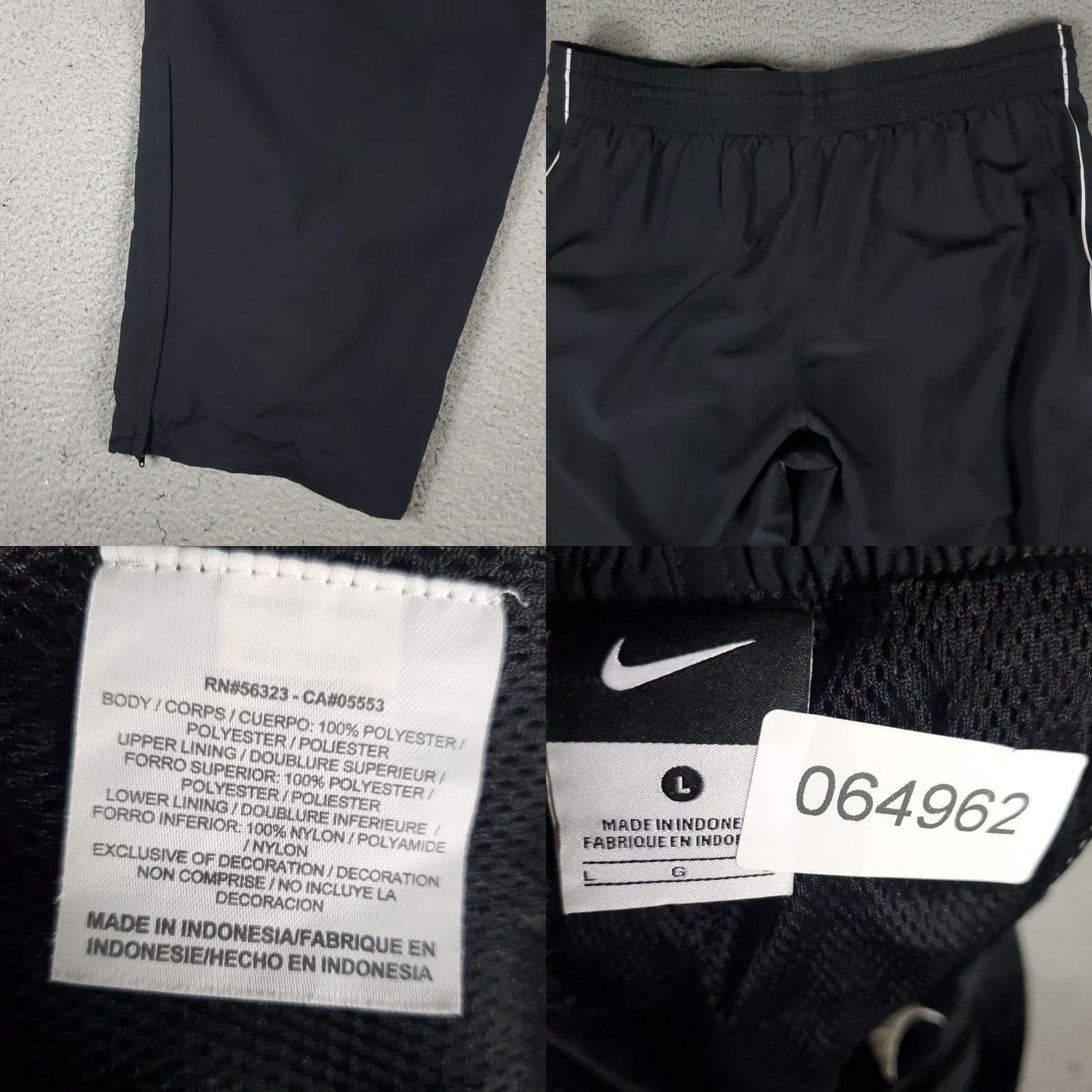 Nike Nike Pants Mens Large Black Baggy Ankle Zip Track Sweatpants Windbreaker Size US 33 - 8 Thumbnail