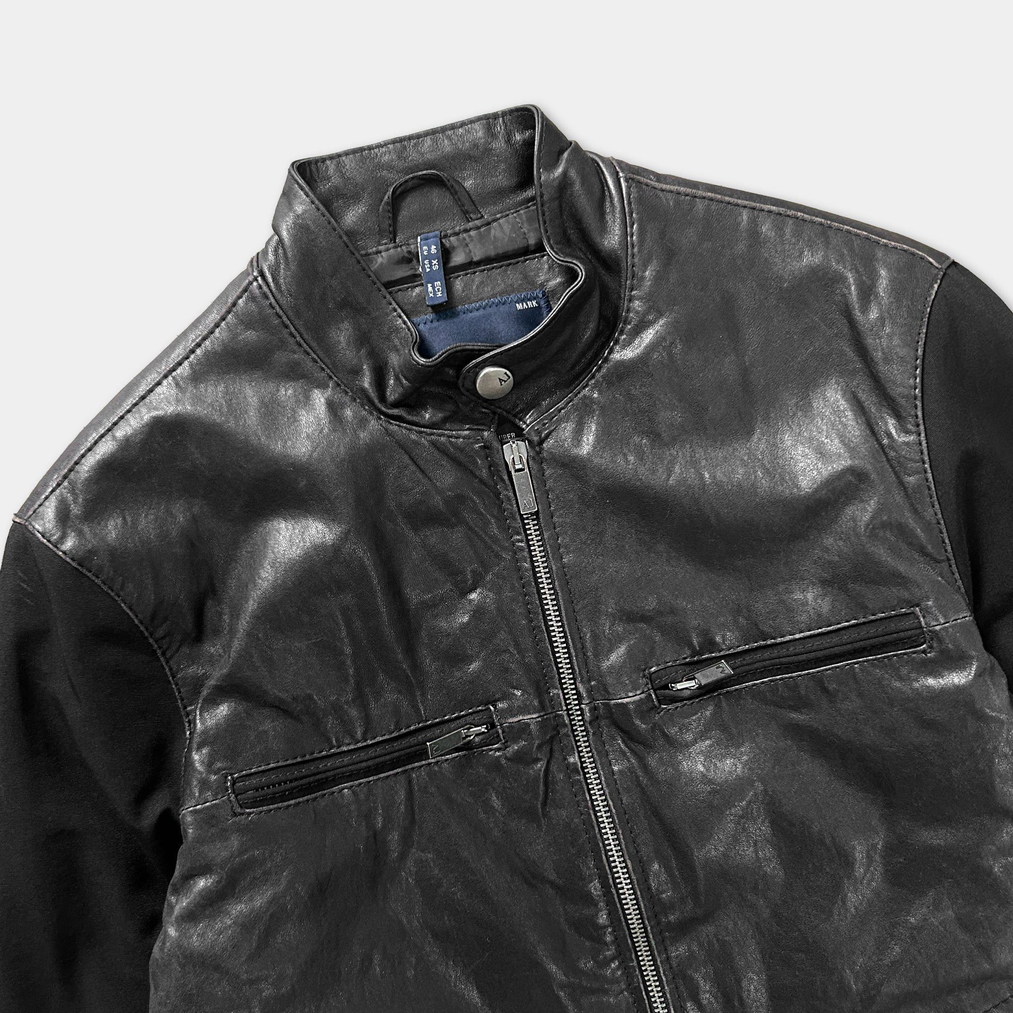 Armani Armani Jeans Black Leather Sleeves Jacket Size US M / EU 48-50 / 2 - 2 Thumbnail