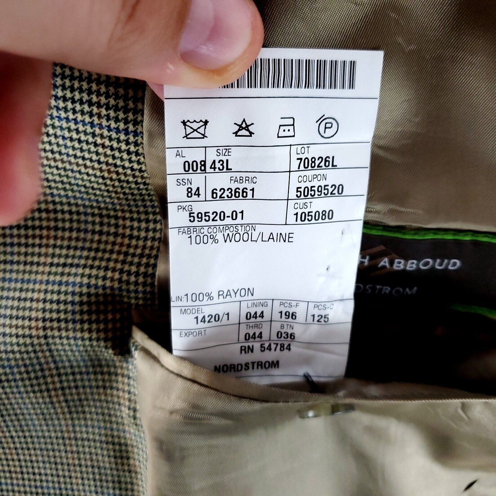 Joseph Abboud Joseph Abboud Nordstrom Wool 3 Button Sport Coat 42L Tan Hou Size 42L - 8 Thumbnail