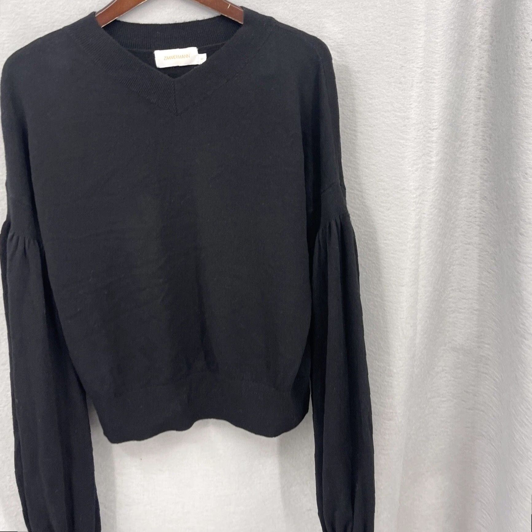 Zimmermann Zimmermann Sweater Women S Black Puff Sleeve V-Neck Cashmere Wool Knit - Classic Fit, All Seasons, 1 Small Size US Ladies Mens no, Womens Size S / US 4 / IT 40 - 4 Thumbnail