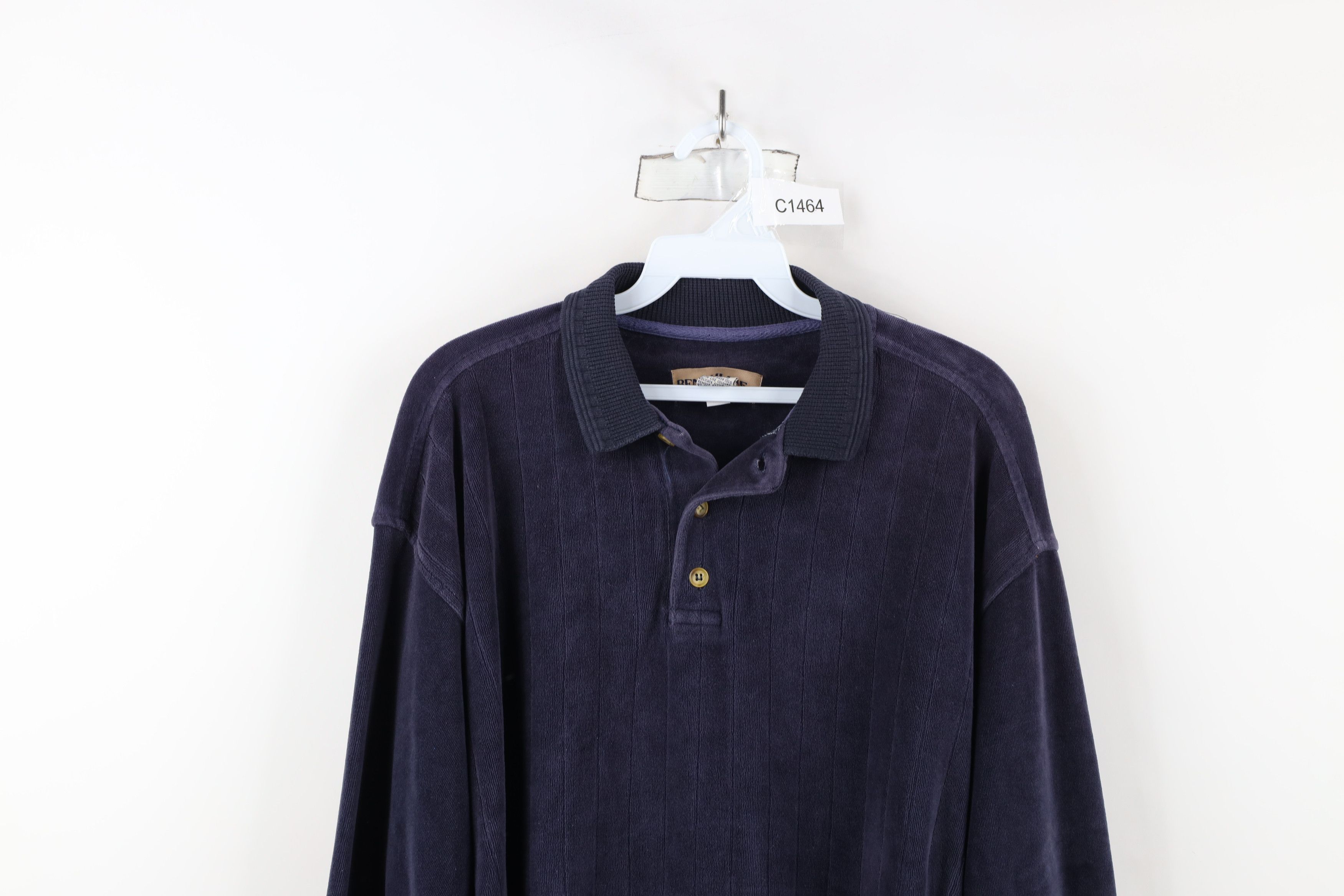 Vintage Vintage 90s Streetwear Fleece Velour Long Sleeve Polo Size US L / EU 52-54 / 3 - 2 Thumbnail