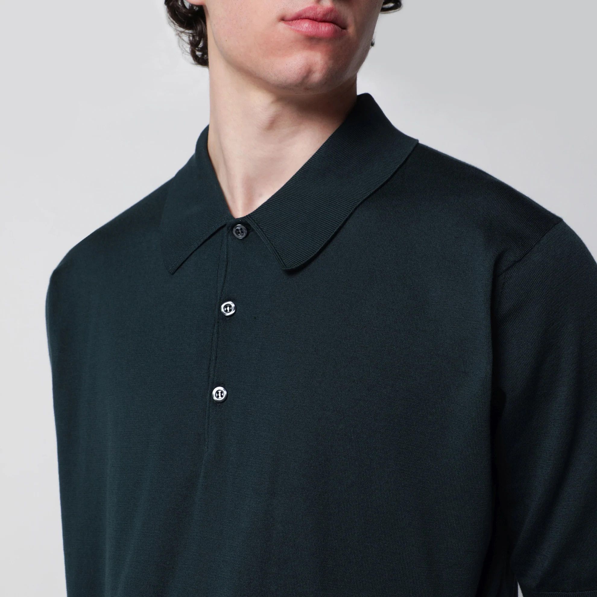 John Smedley o1d2blof0526 Cotton Polo Shirt in Forest Green Size US S / EU 44-46 / 1 - 3 Thumbnail