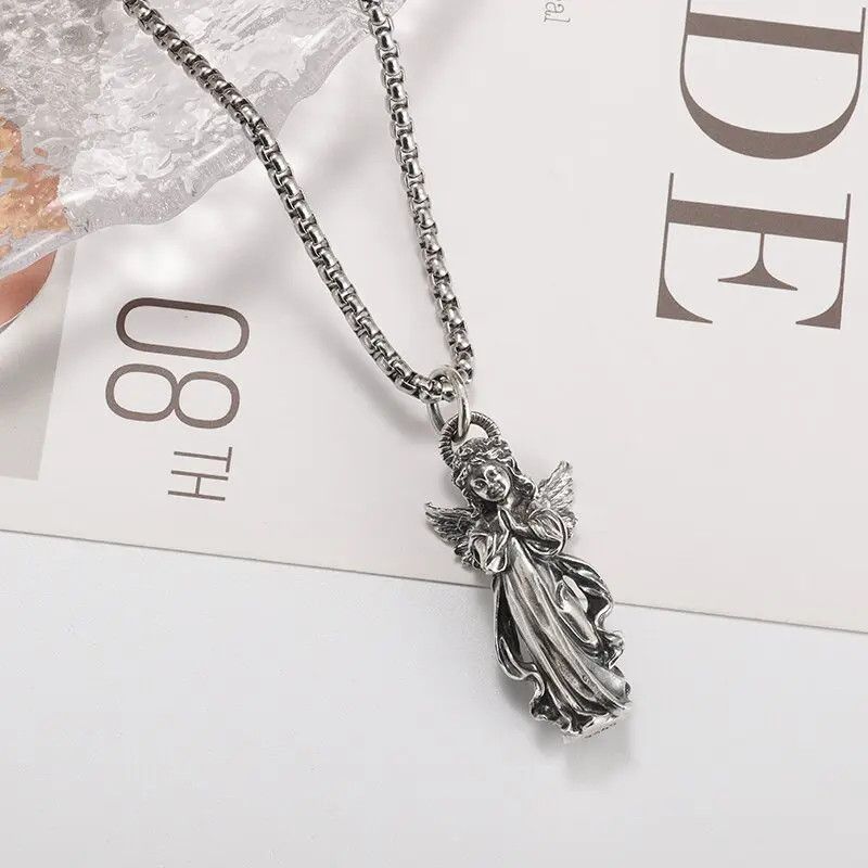 Jewelry Vintage Silver Angel Pendant Necklace Size ONE SIZE - 1 Thumbnail