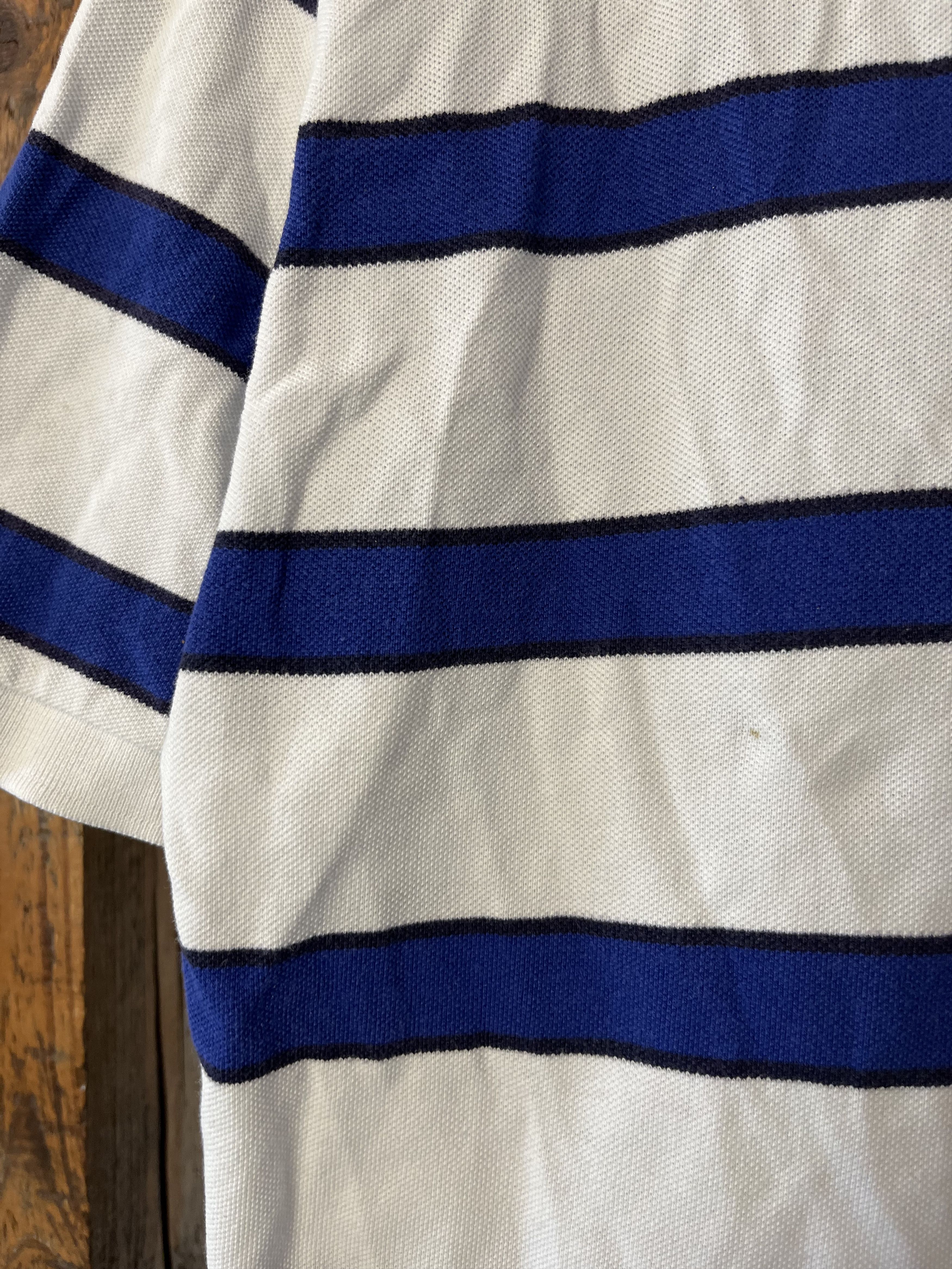 Polo Ralph Lauren × Vintage Vintage 90s Polo Ralph Lauren Blue Striped Oversized Polo Size US L / EU 52-54 / 3 - 6 Thumbnail