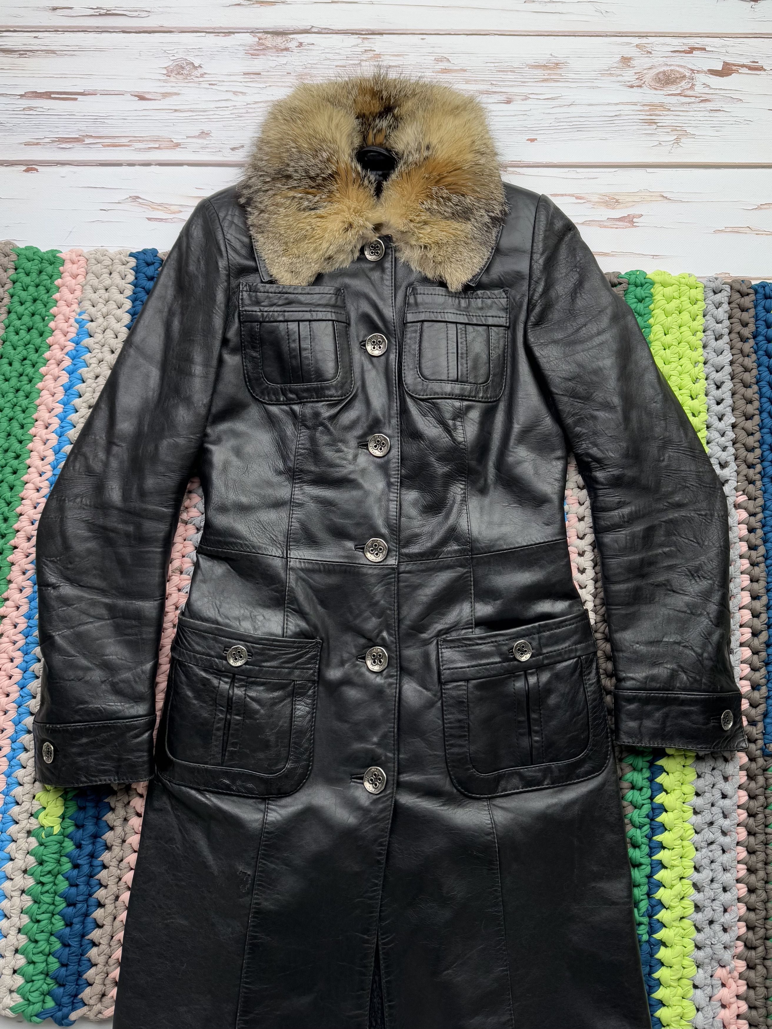 Vintage Vintage Leather Coat With Real Fur Details (V215)(D15) Size S / US 4 / IT 40 - 2 Thumbnail